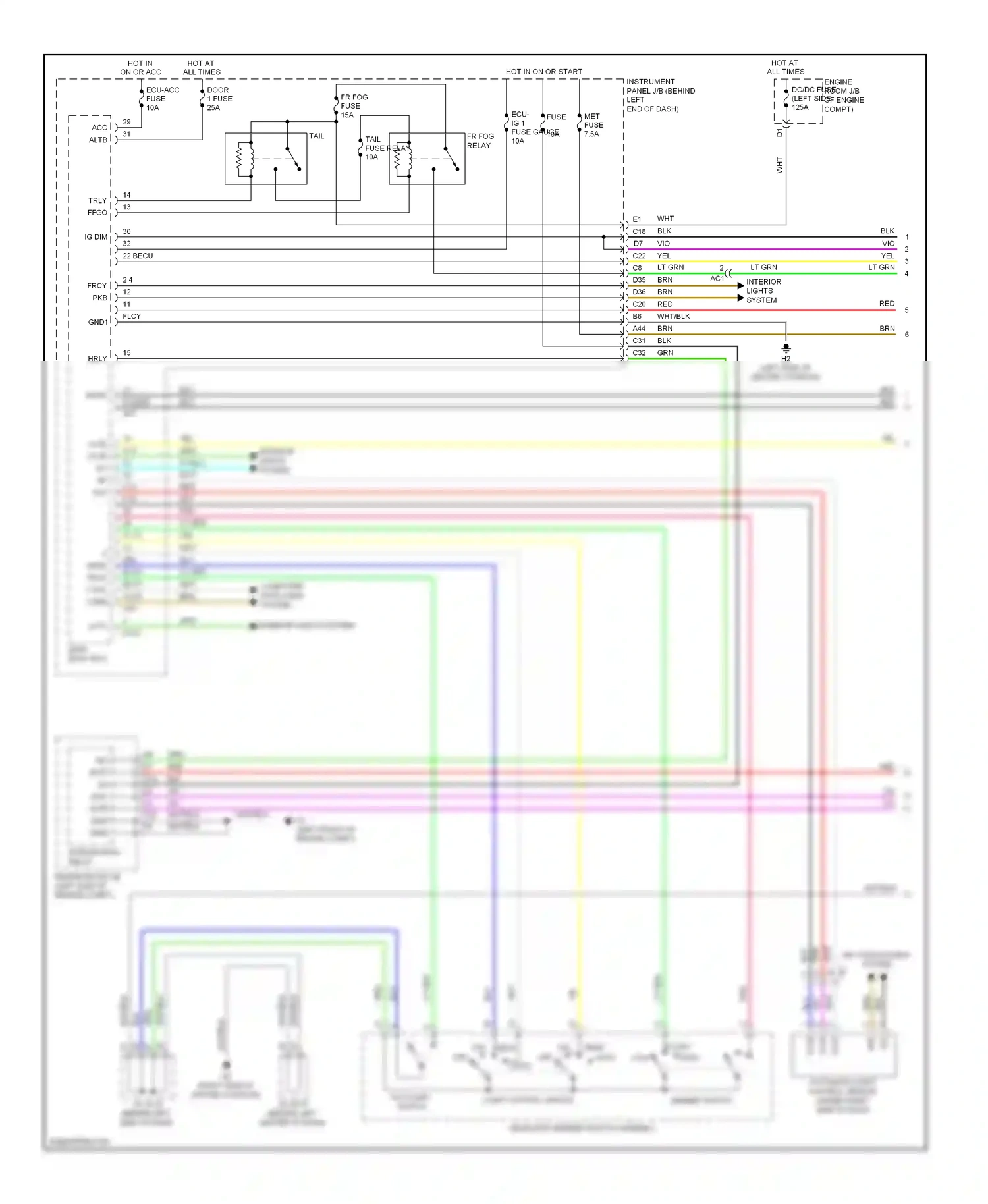 Lexus CT I (2010-2014) dimmer switch wiring diagram  (1 of 1)