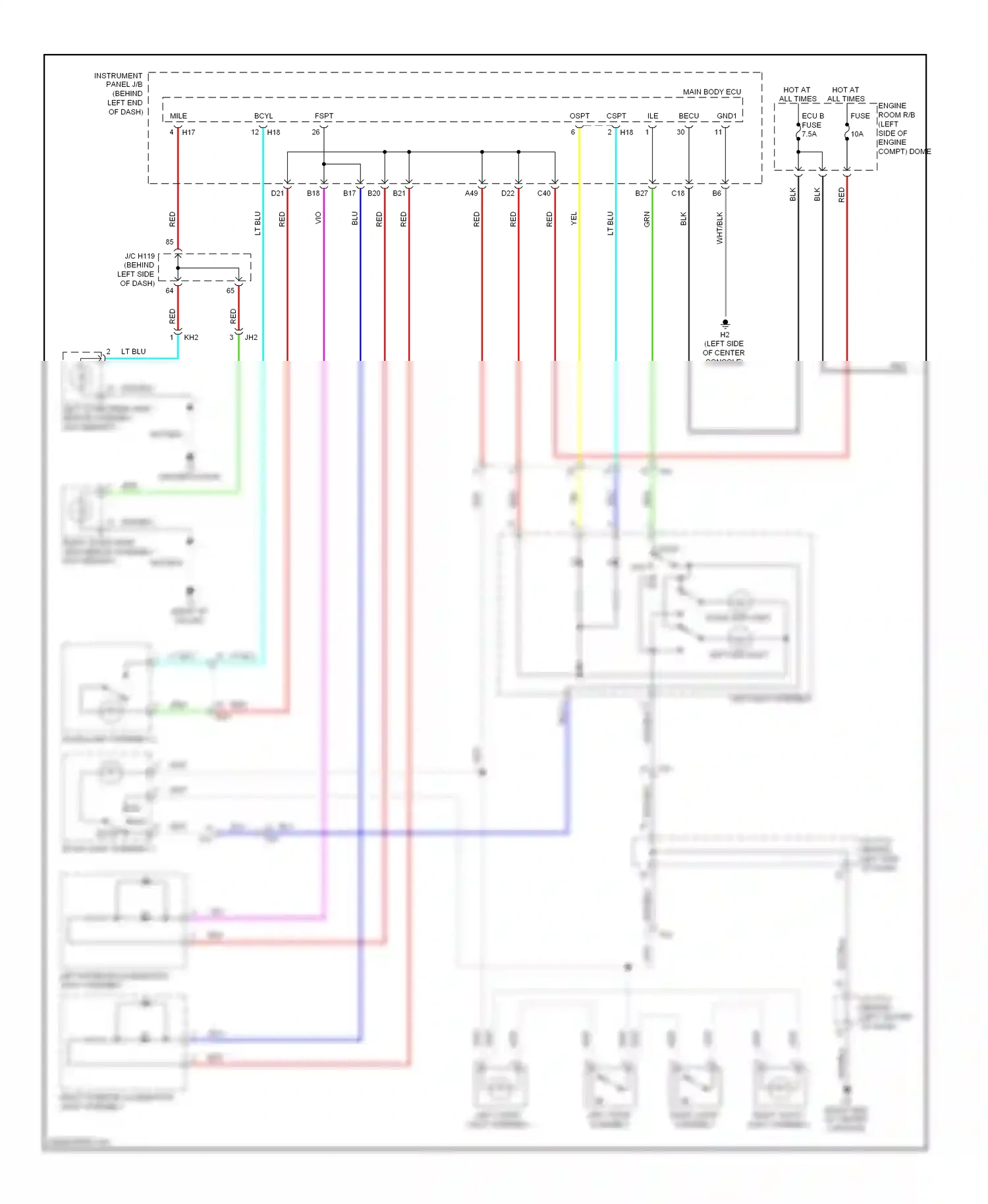 Lexus CT I (2010-2014) left visor assembly wiring diagram  (1 of 2)