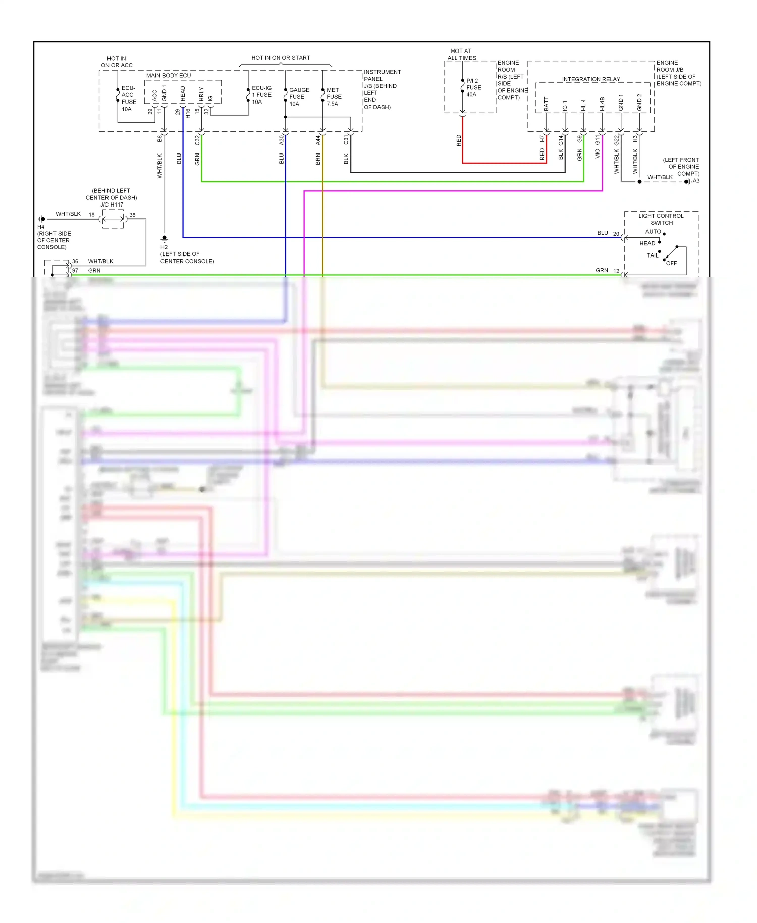 Lexus CT I (2010-2014) light control switch auto wiring diagram  (1 of 1)