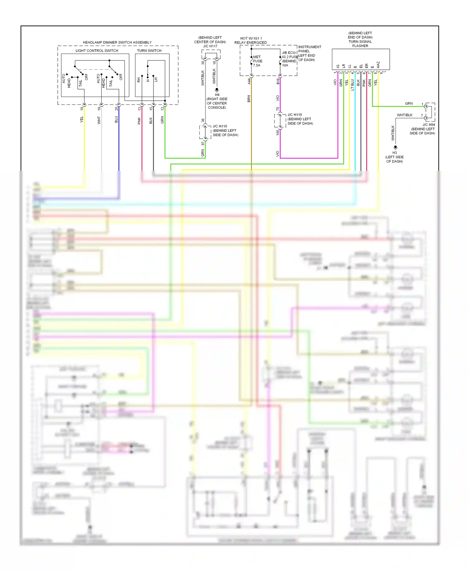 Lexus CT I (2010-2014) light control switch wiring diagram  (1 of 4)