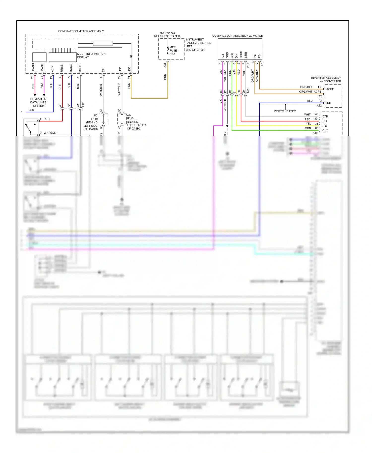 Lexus CT I (2010-2014) multi-information display wiring diagram  (2 of 9)