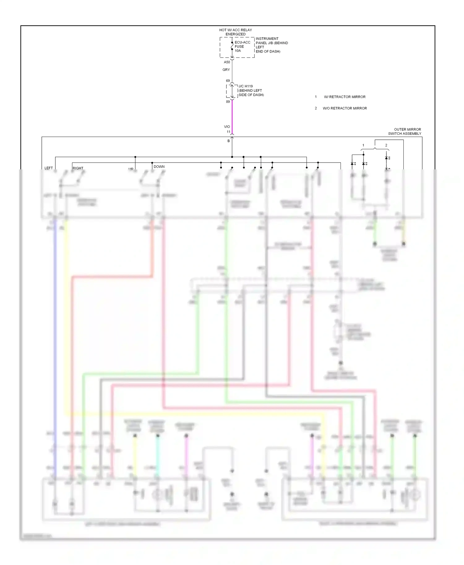 Lexus CT I (2010-2014) outer mirror switch assembly wiring diagram  (3 of 3)