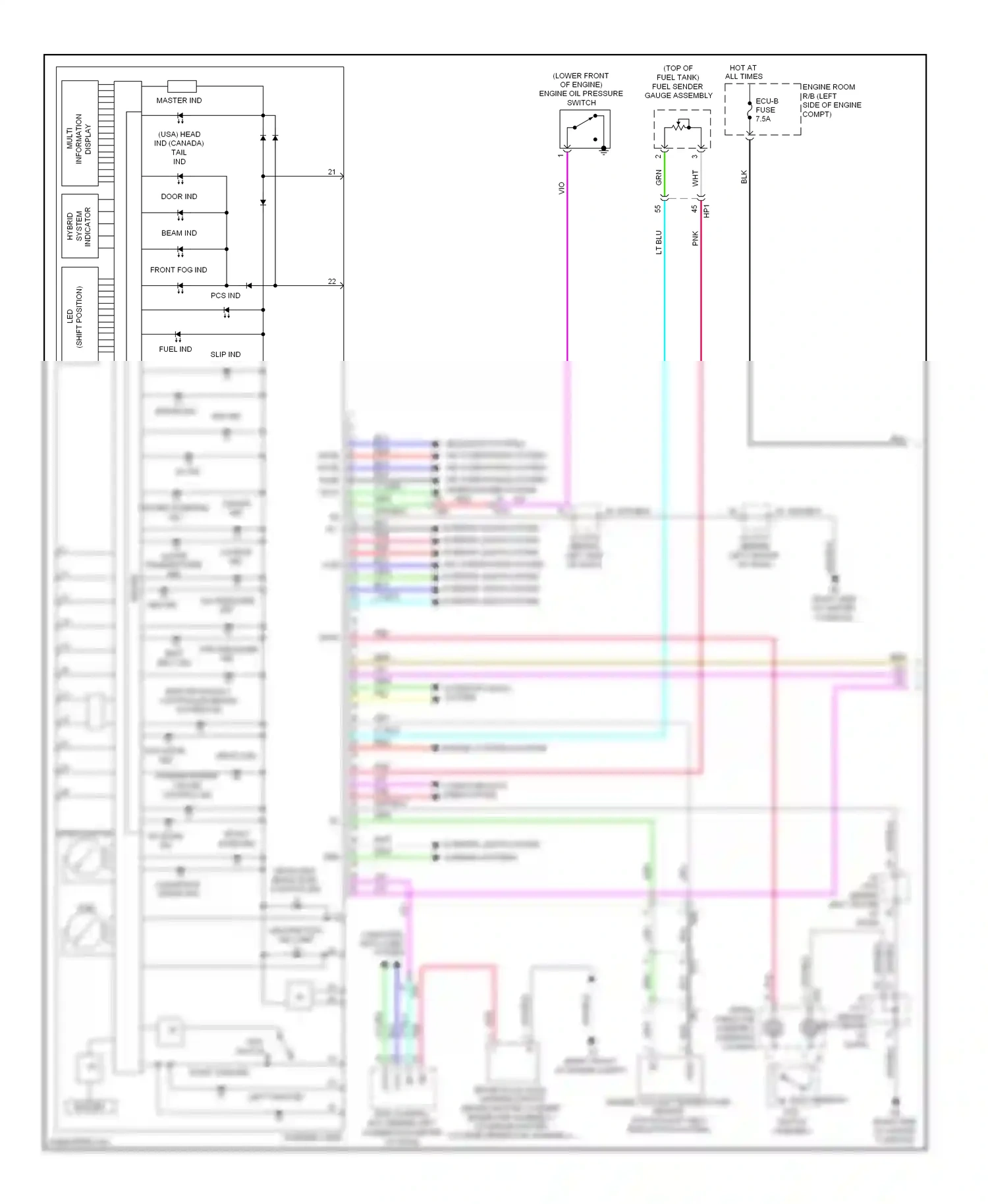 Lexus CT I (2010-2014) (shift position) led wiring diagram  (1 of 1)