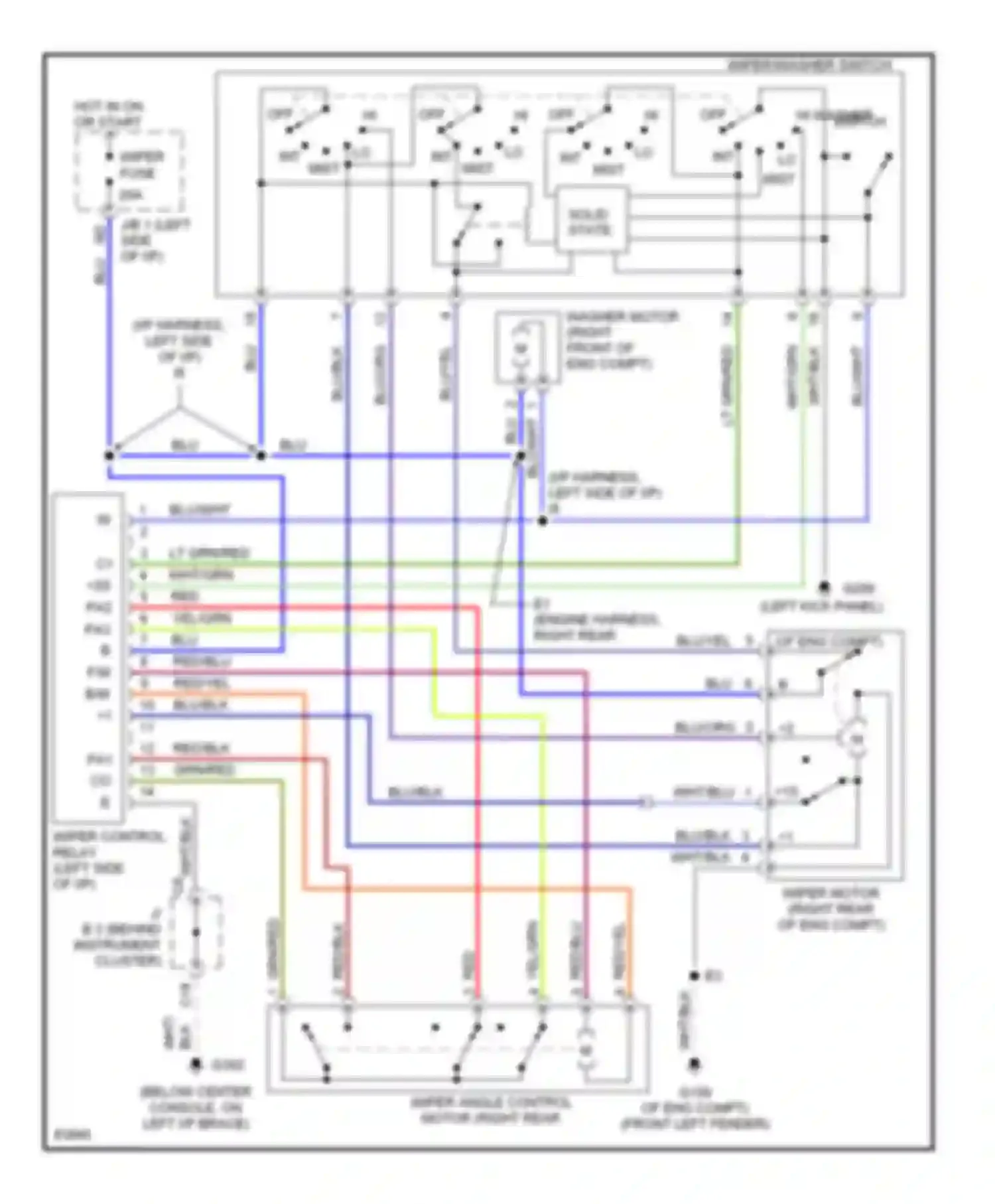 ES Lexus XV10 facelift (1994-1996): Front wiper/washer circuit