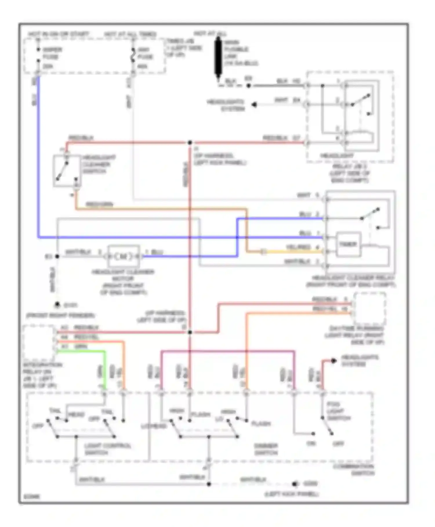 ES Lexus XV10 facelift (1994-1996): Headlamp washer circuit