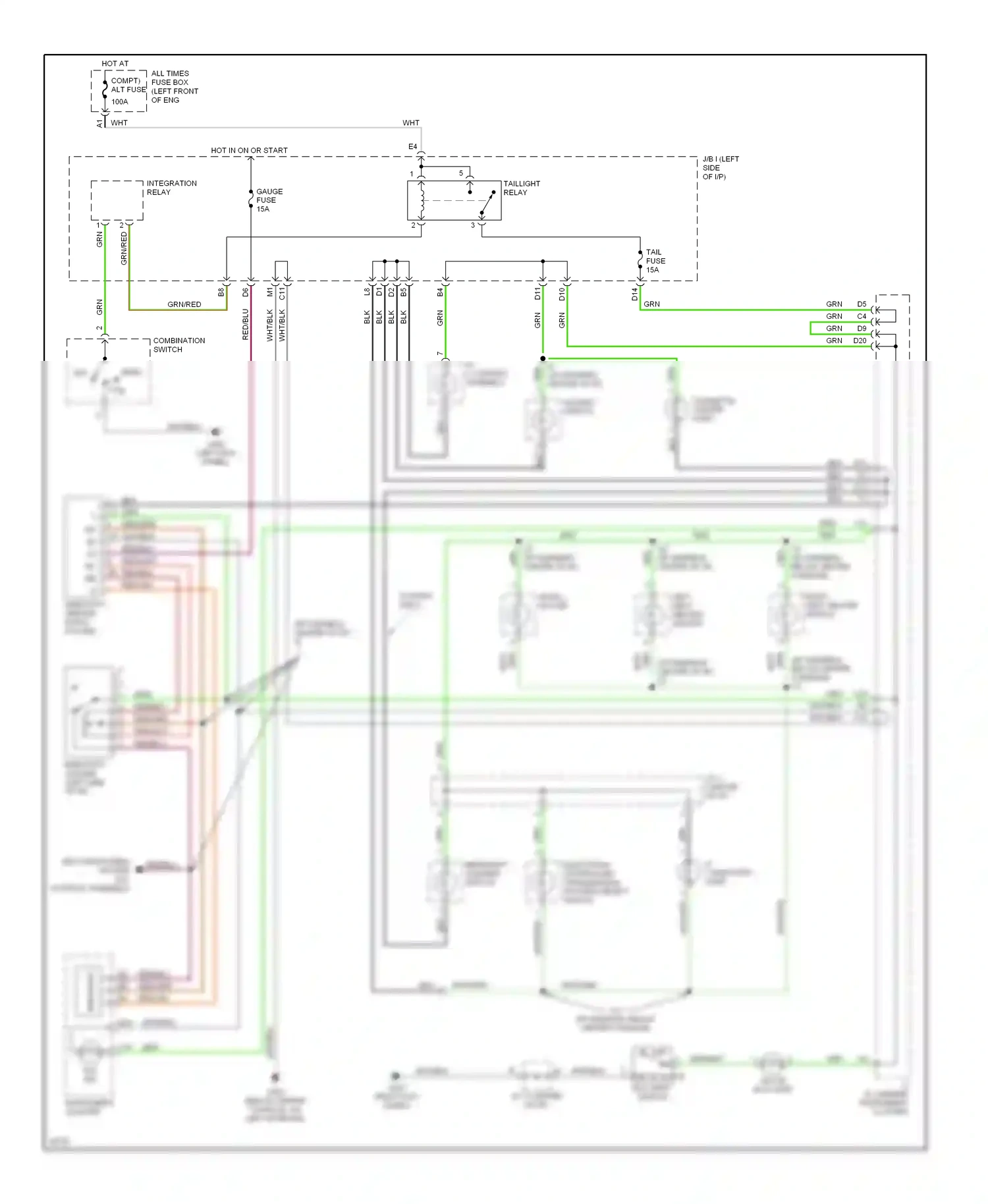 Wiring diagram electronic controlled transmission pattern select switch for Lexus ES XV10 facelift (1994-1996) (1 of 3)