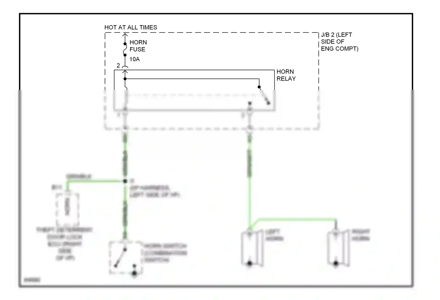 Wiring diagram left horn for Lexus ES XV10 facelift (1994-1996) (1 of 1)