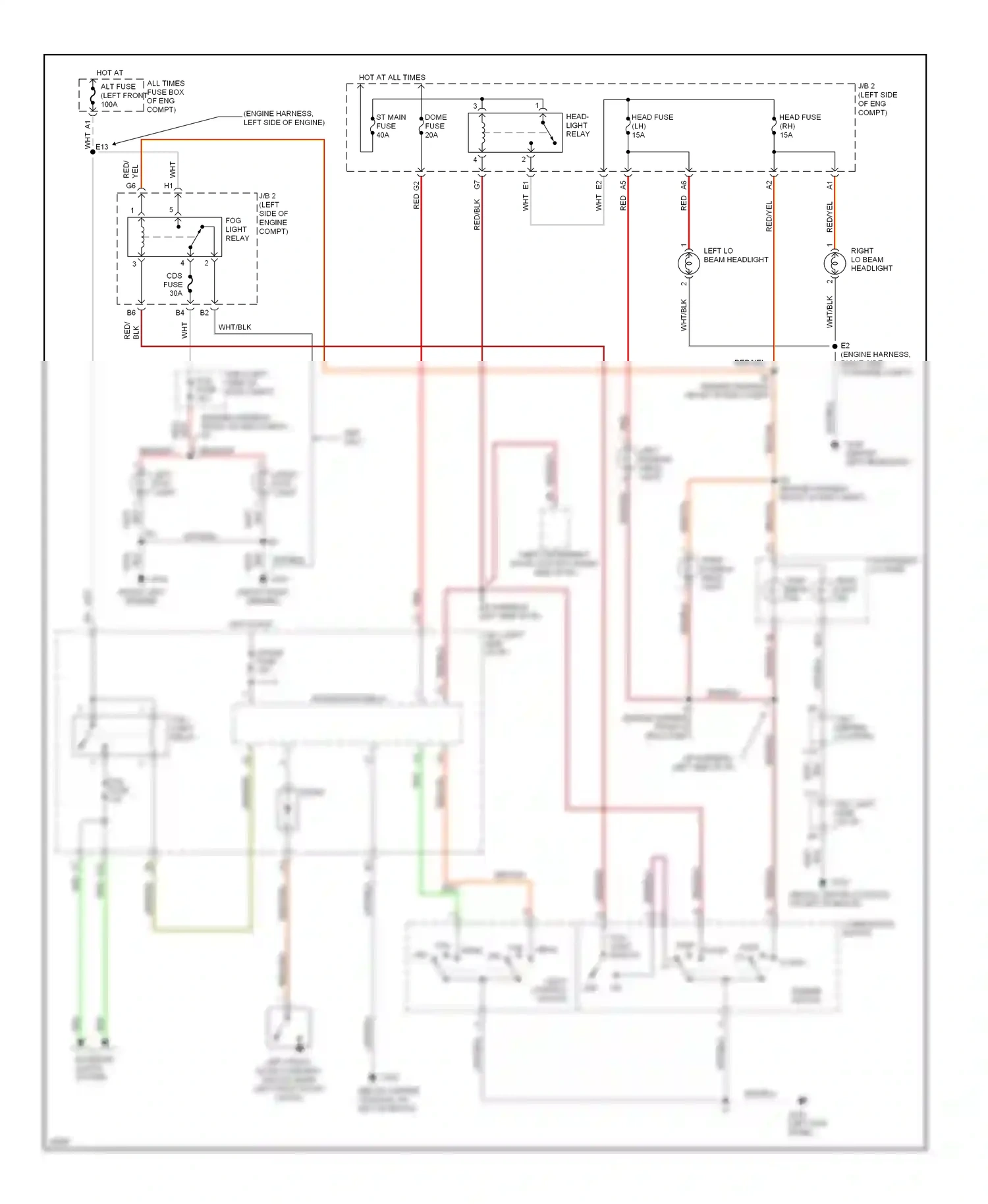 Wiring diagram red/ blk for Lexus ES XV10 facelift (1994-1996) (2 of 2)
