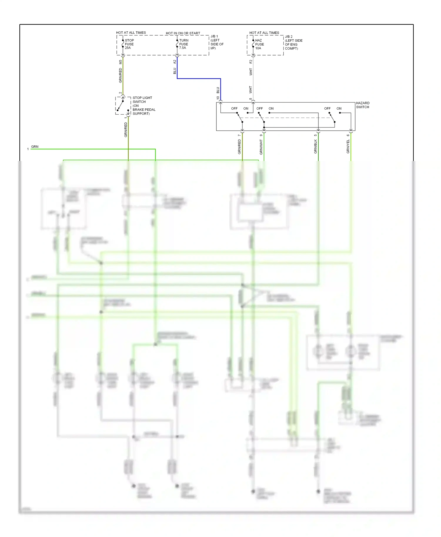 Wiring diagram right front parking light for Lexus ES XV10 facelift (1994-1996) (1 of 1)