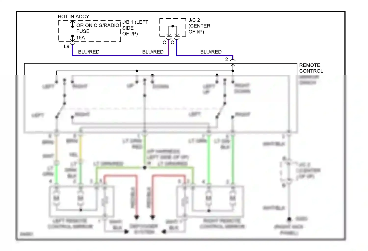 Wiring diagram right remote control mirror for Lexus ES XV10 facelift (1994-1996) (2 of 2)