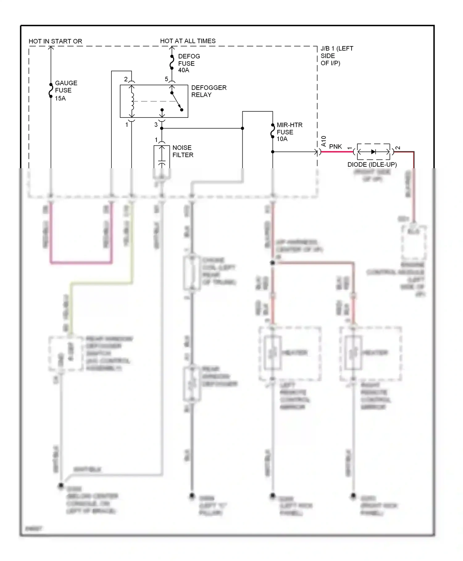 Wiring diagram right remote control mirror for Lexus ES XV10 facelift (1994-1996) (1 of 2)