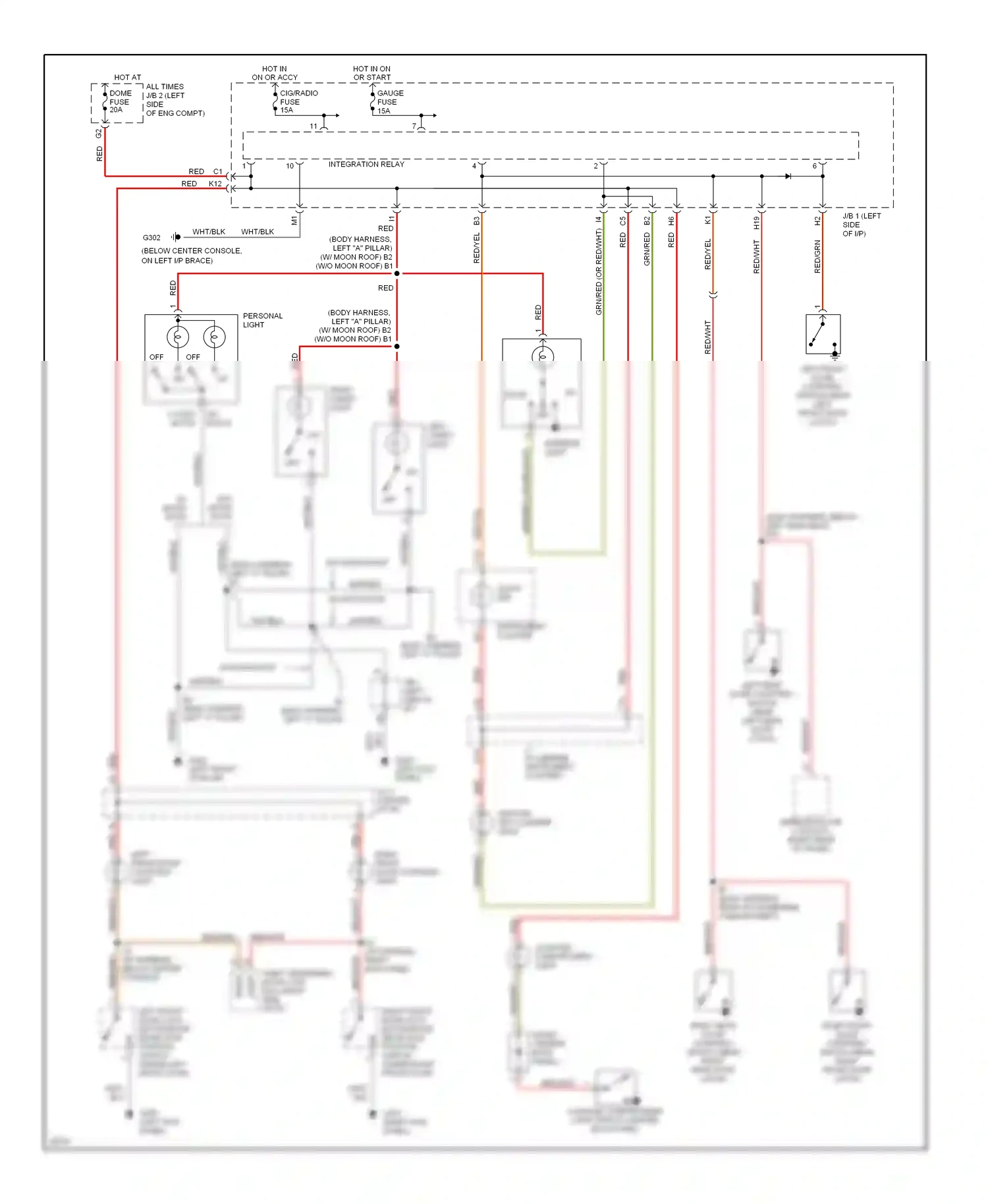Wiring diagram right vanity light for Lexus ES XV10 facelift (1994-1996) (1 of 2)