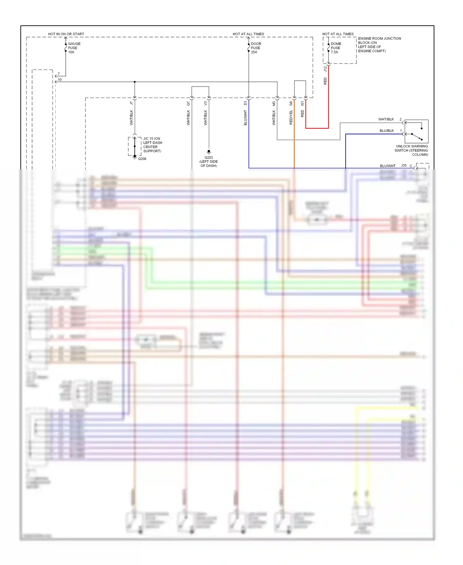 Lexus ES XV20 (1996-2001) (behind left kick panel) diode wiring diagram  (1 of 1)