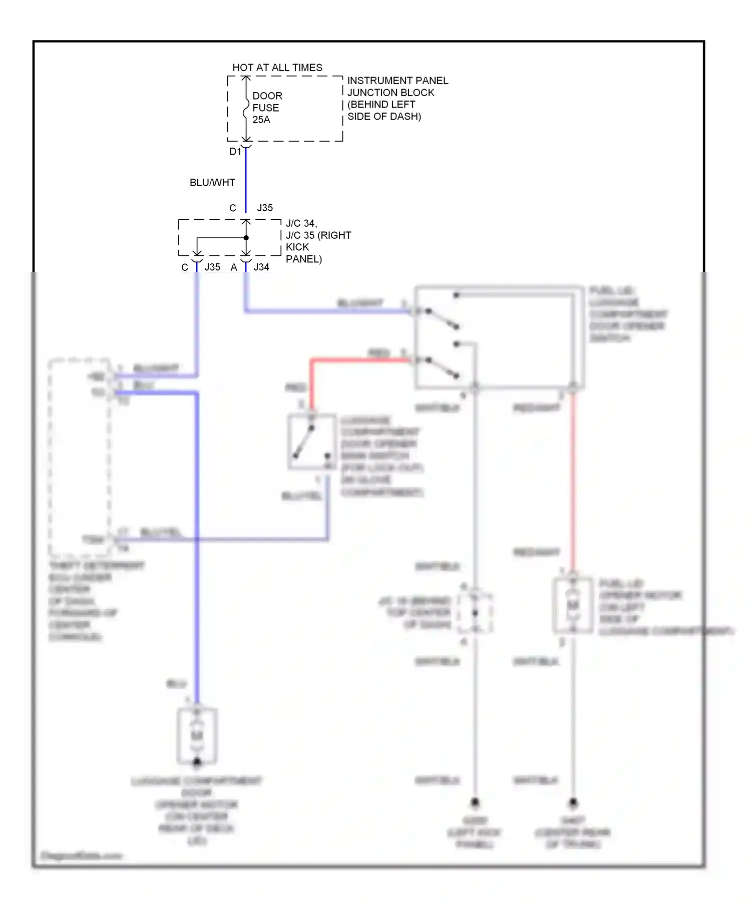 Wiring diagram blu/yel for Lexus ES XV20 (1996-2001) (15 of 16)