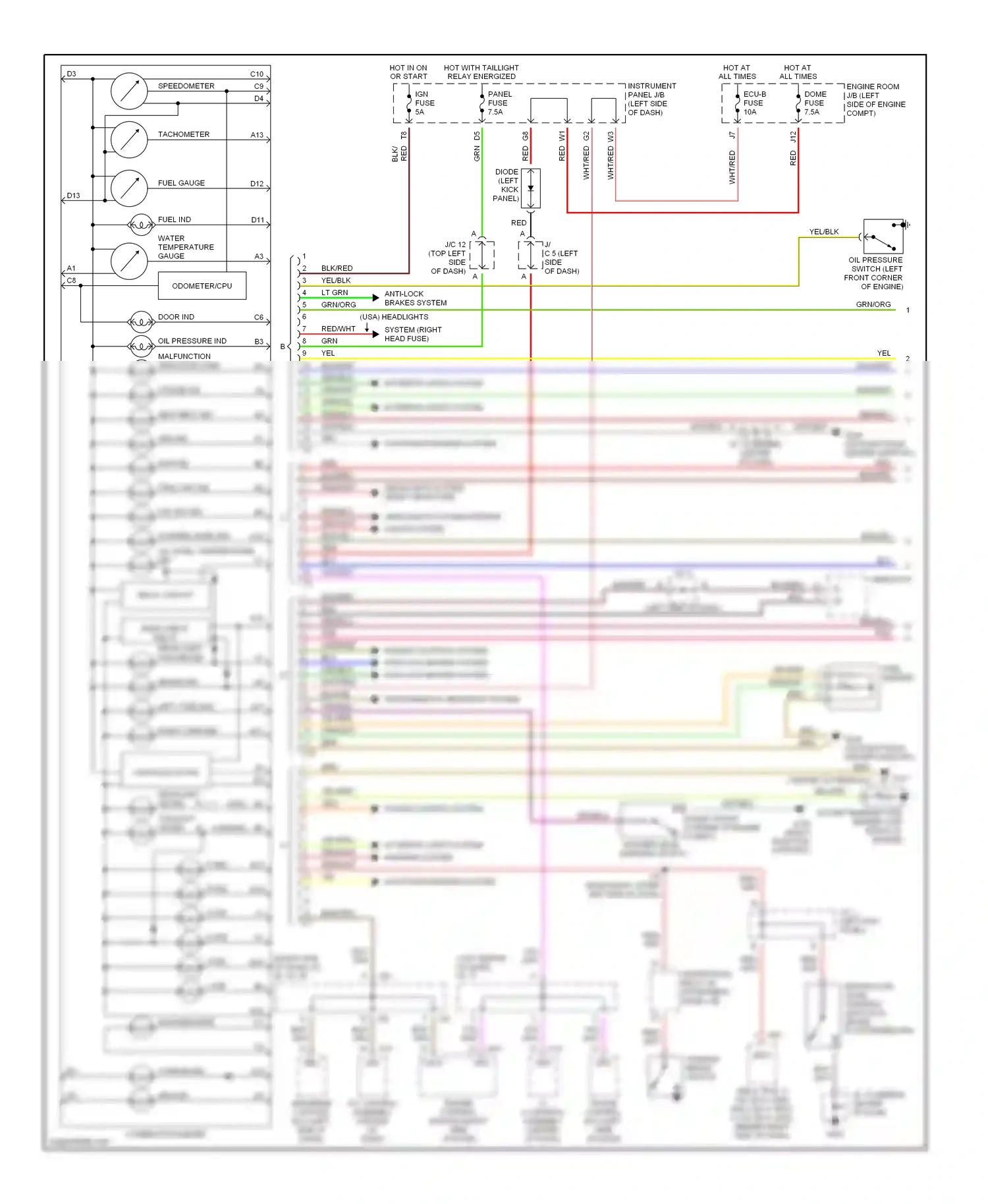Wiring diagram combination meter for Lexus ES XV20 (1996-2001) (13 of 15)