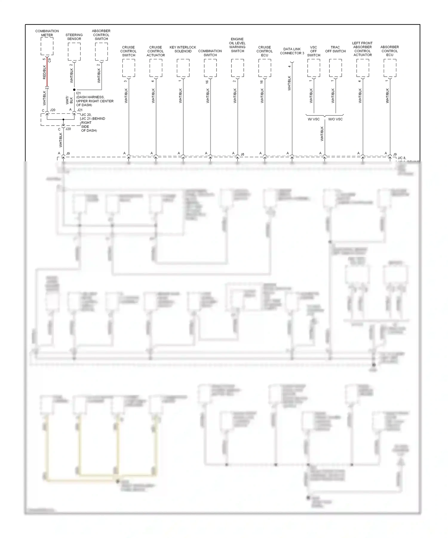 Wiring diagram engine oil level warning switch for Lexus ES XV20 (1996-2001) (1 of 1)