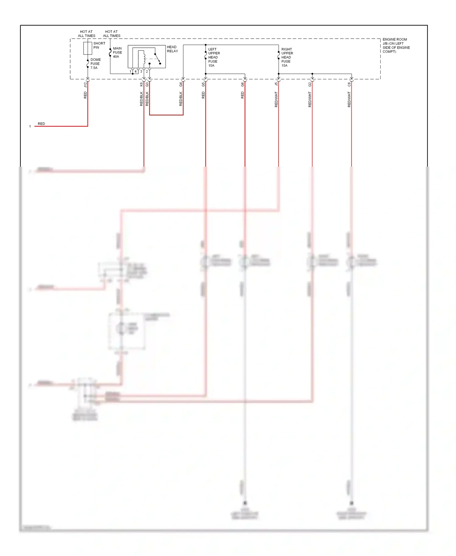 Wiring diagram left high beam headlight for Lexus ES XV20 (1996-2001) (2 of 2)