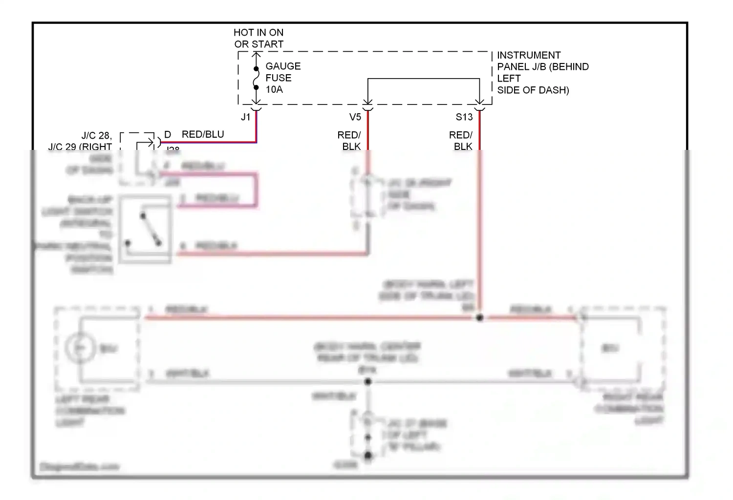 Wiring diagram red/blu for Lexus ES XV20 (1996-2001) (5 of 22)