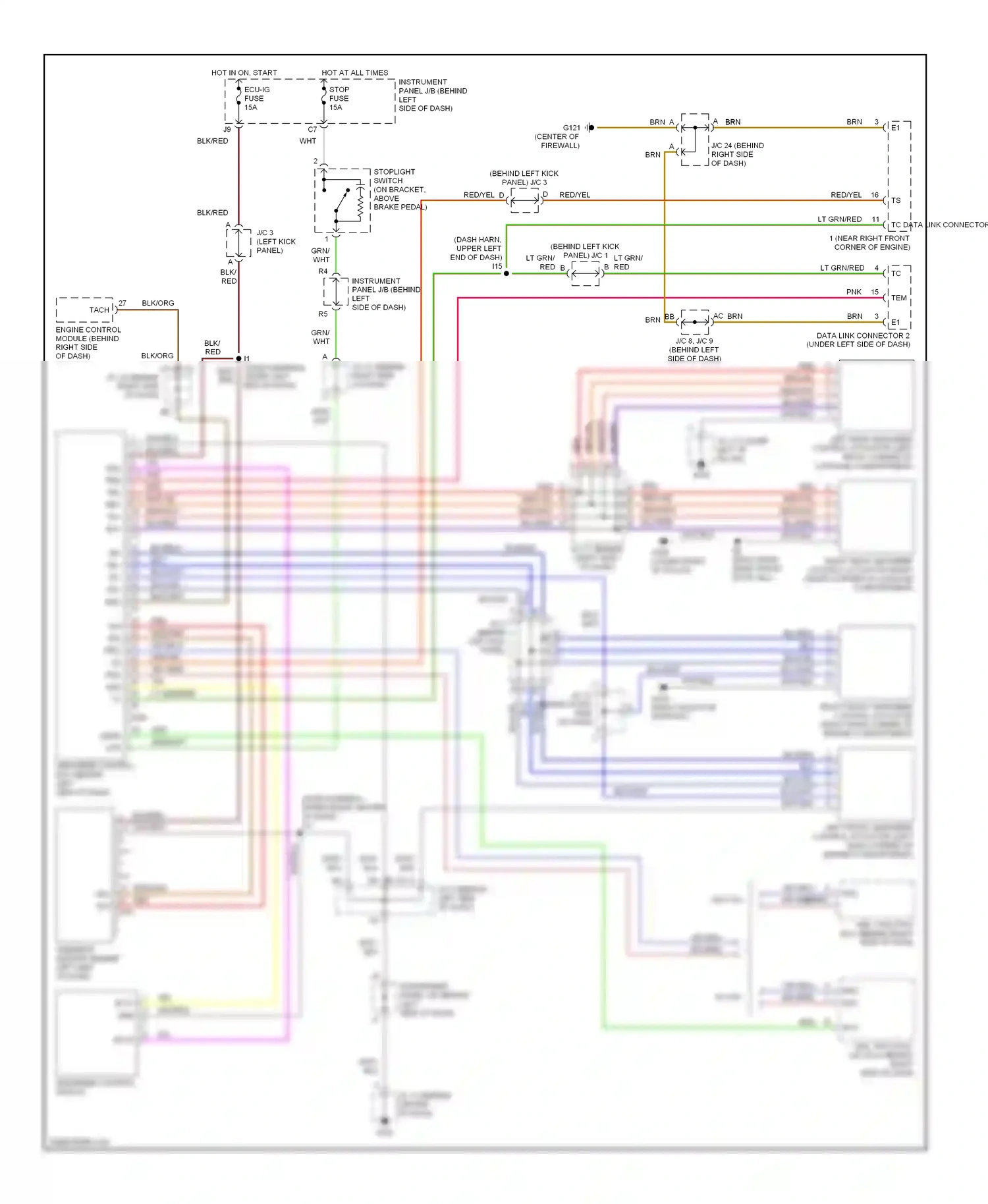 Wiring diagram red/yel for Lexus ES XV20 (1996-2001) (8 of 21)