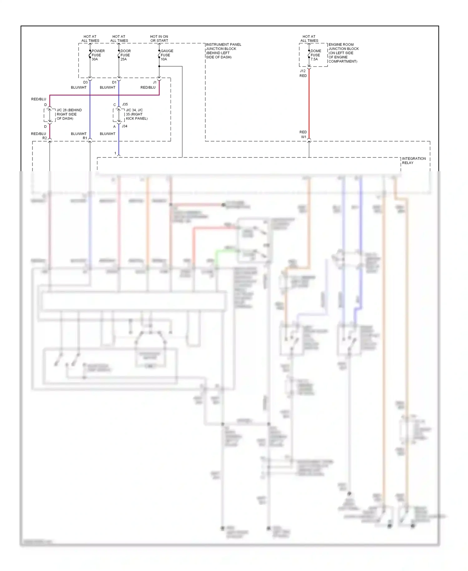 Wiring diagram right front door courtesy switch for Lexus ES XV20 (1996-2001) (3 of 4)