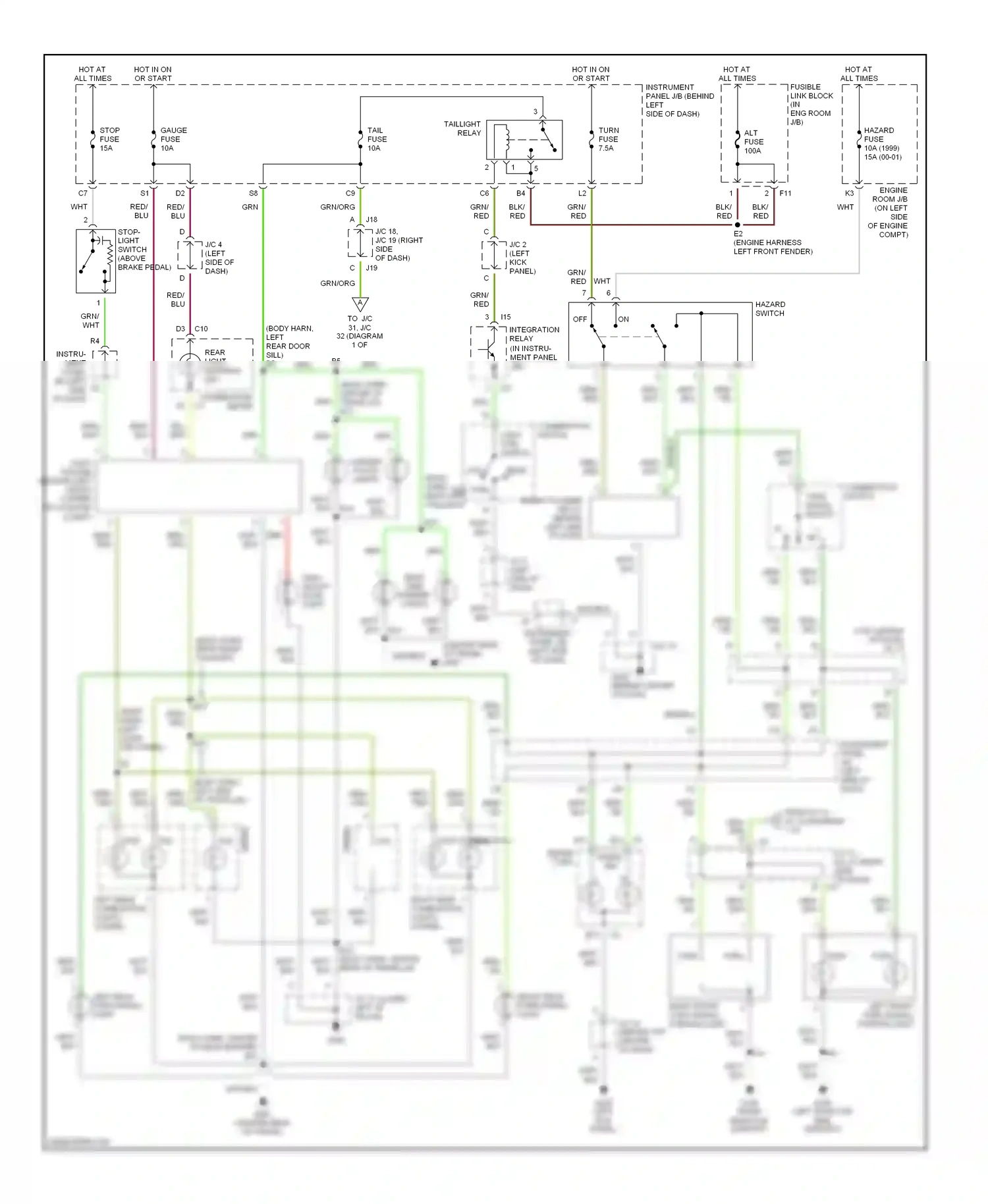 Wiring diagram tail fuse for Lexus ES XV20 (1996-2001) (1 of 3)