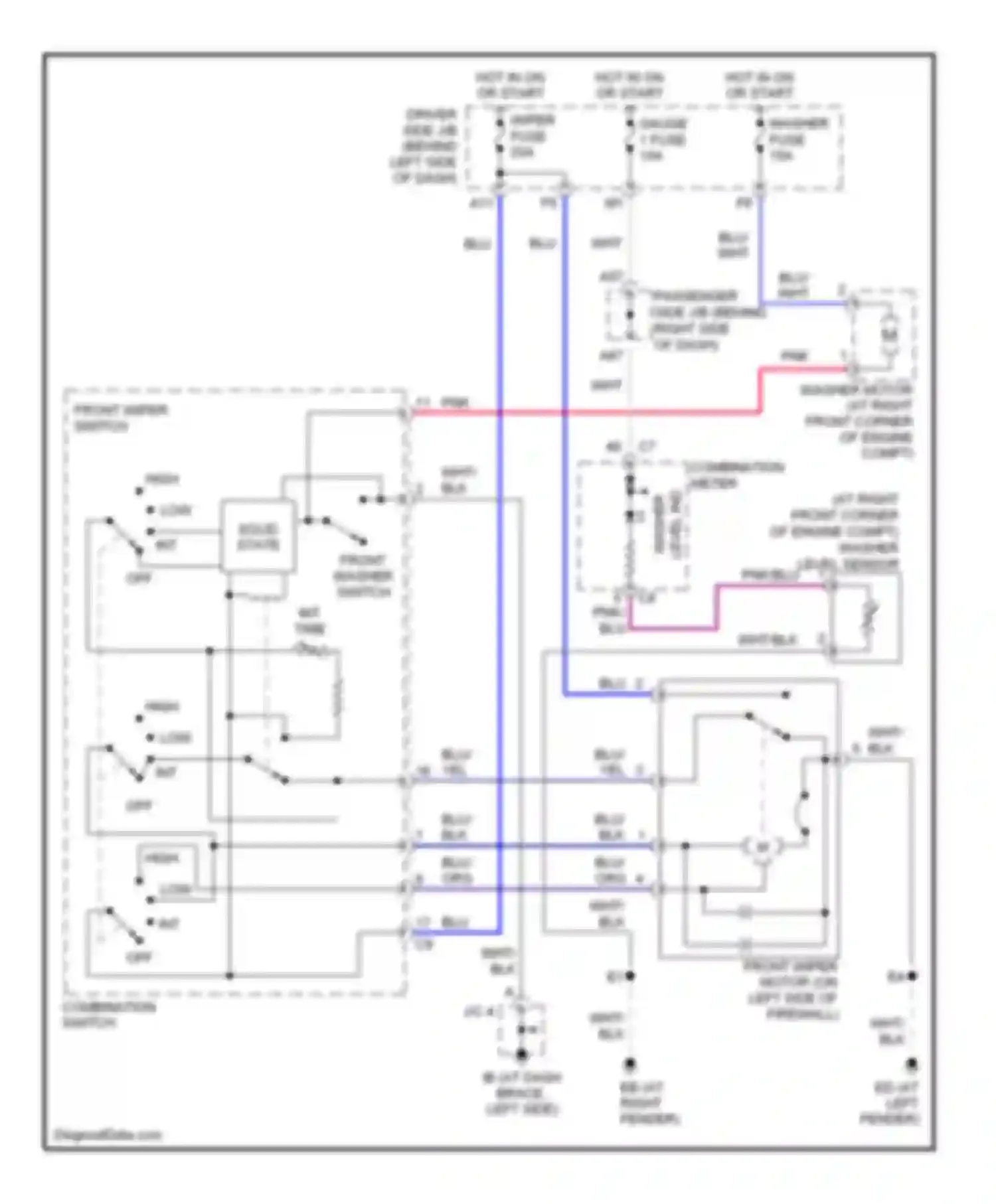 ES Lexus XV30 facelift (2003-2006): Wiper/washer circuit, without auto wiper system