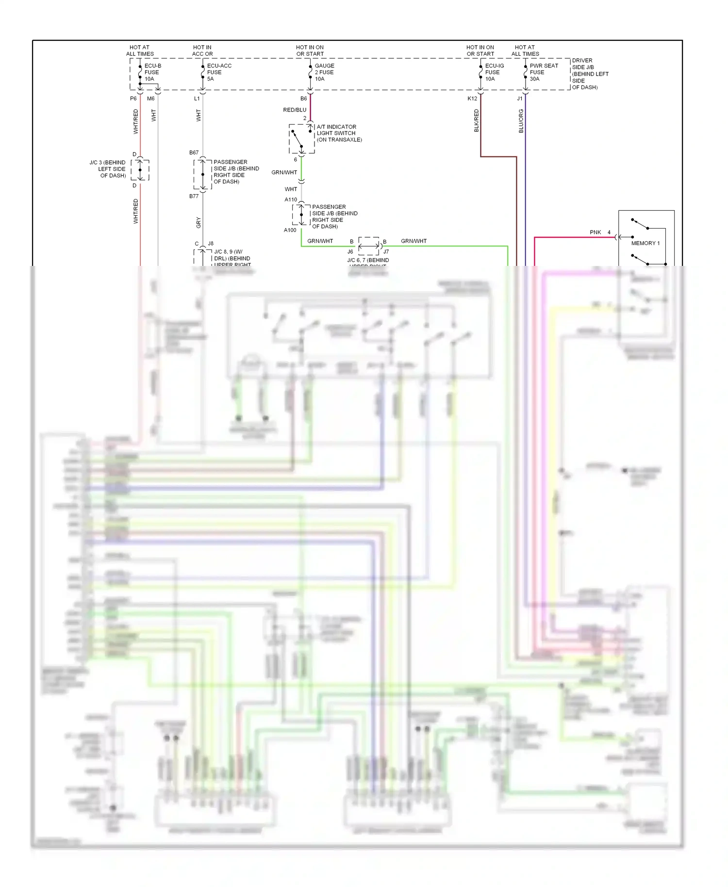 Lexus ES XV30 facelift (2003-2006) a/t indicator light switch (on transaxle) wiring diagram  (4 of 7)