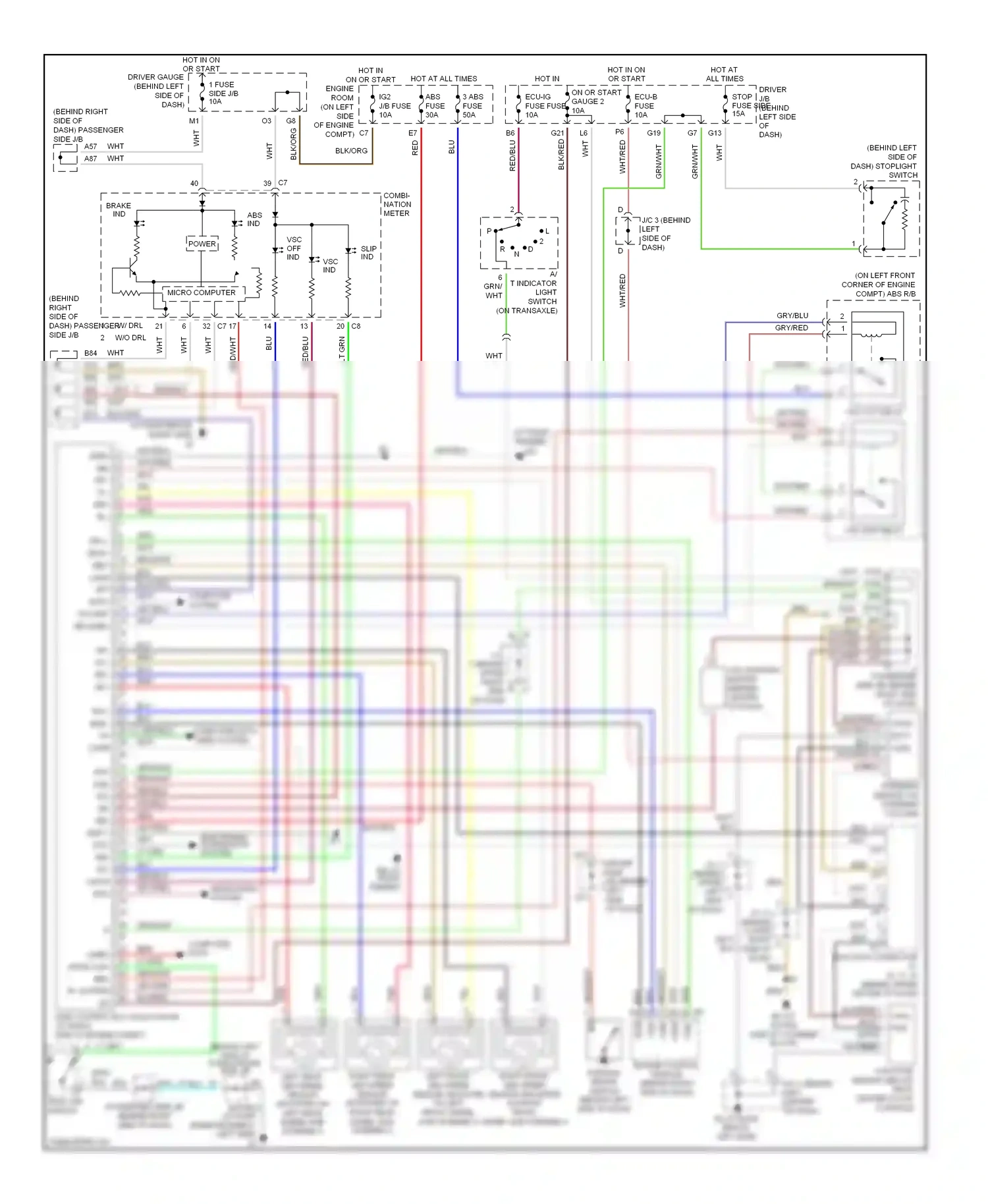 Lexus ES XV30 facelift (2003-2006) a/t indicator light switch (on transaxle) wiring diagram  (2 of 7)