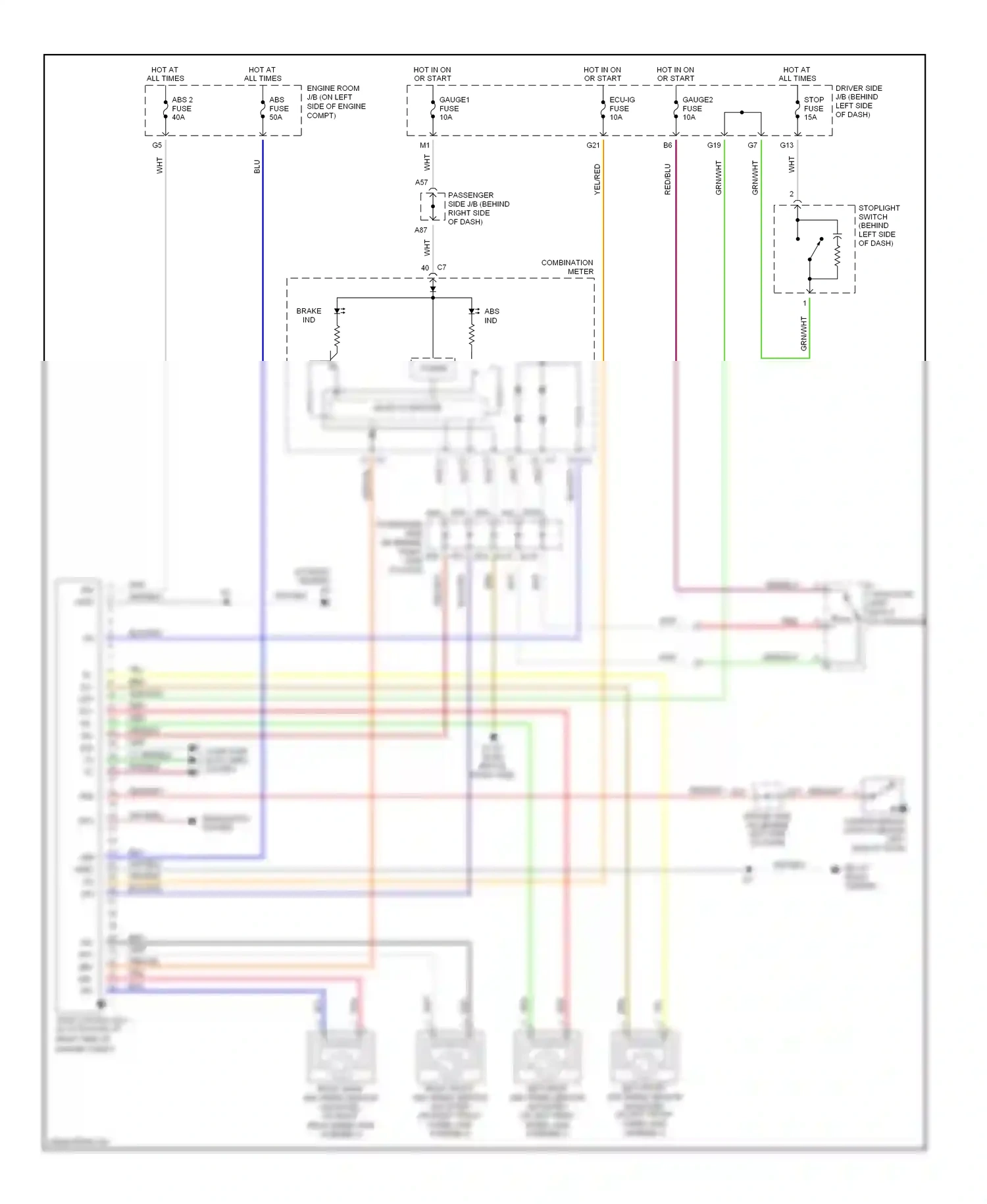 Lexus ES XV30 facelift (2003-2006) a/t indicator light switch (on transaxle) wiring diagram  (1 of 7)