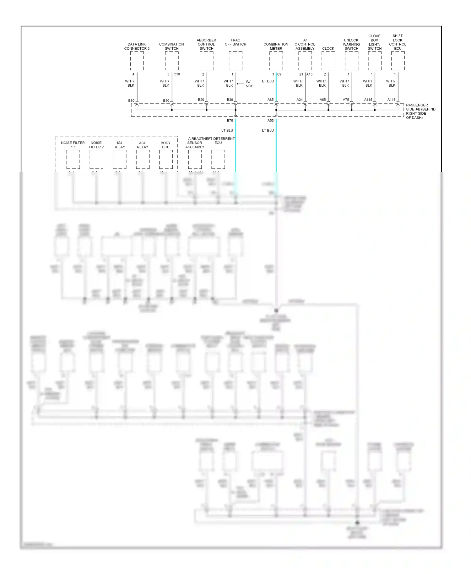 Lexus ES XV30 facelift (2003-2006) clock wiring diagram  (1 of 3)