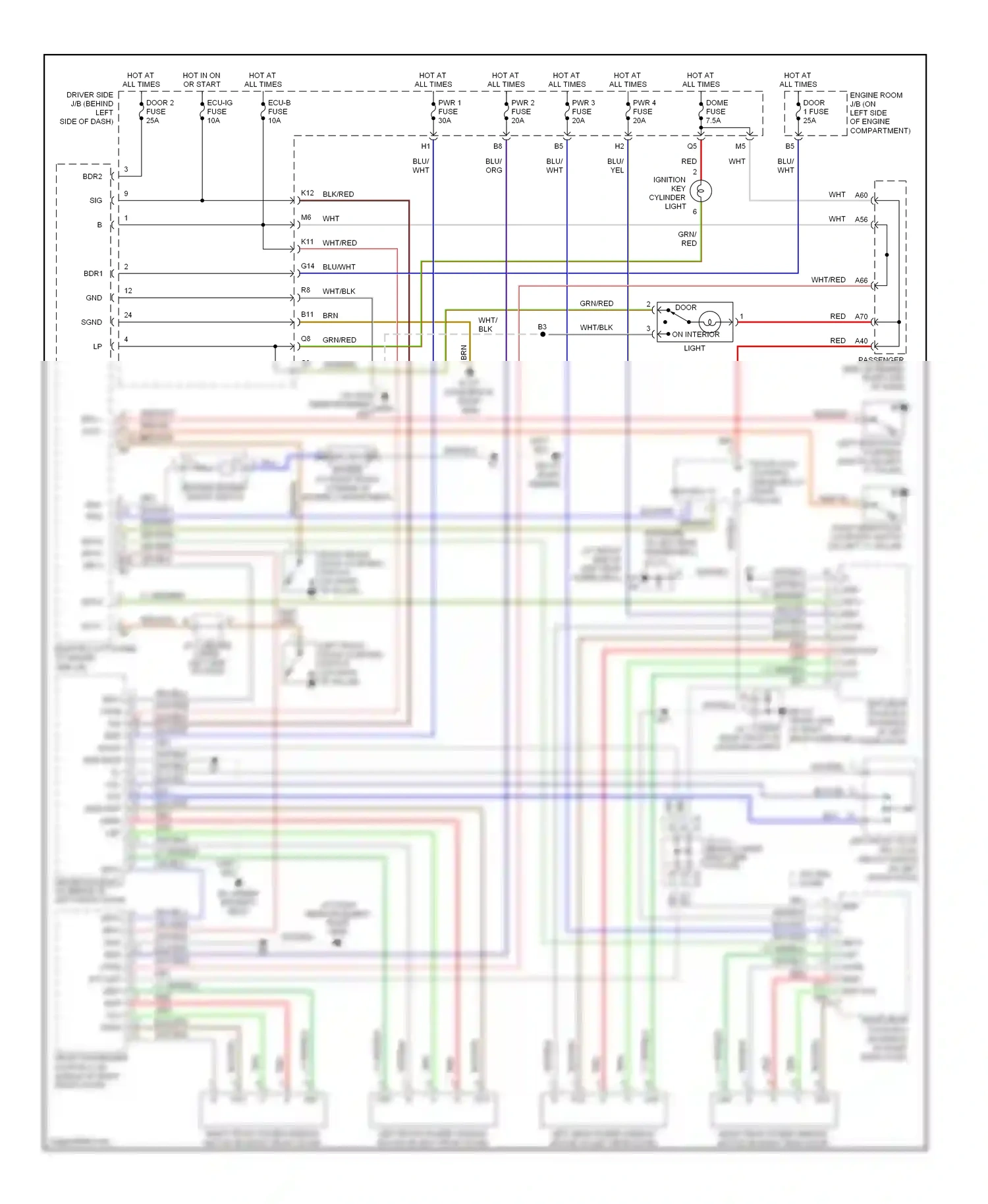 Wiring diagram ignition key cylinder light for Lexus ES XV30 facelift (2003-2006) (2 of 2)