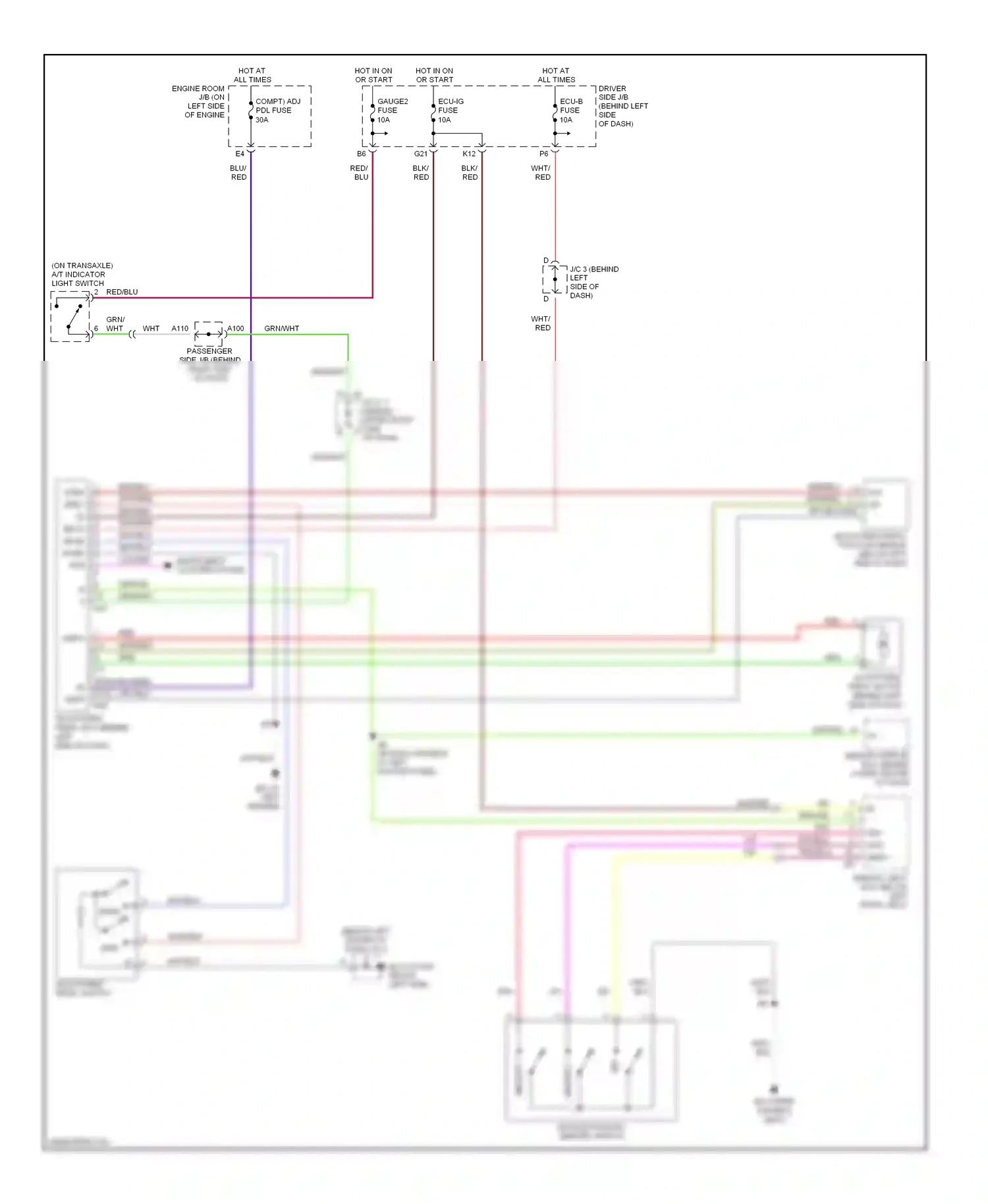 Lexus ES XV30 facelift (2003-2006) (on transaxle) a/t indicator light switch wiring diagram  (1 of 1)