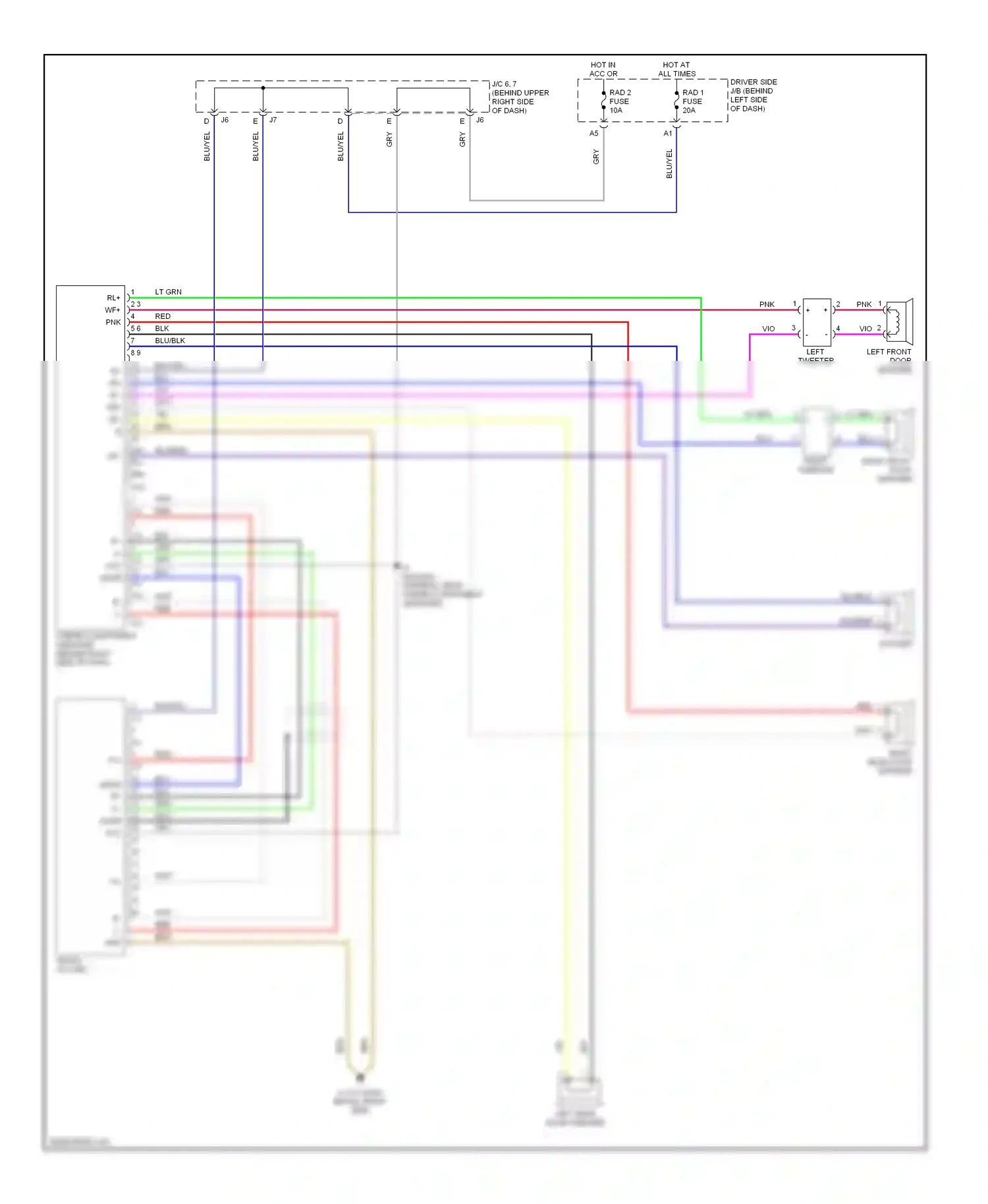 Wiring diagram radio, player for Lexus ES XV30 facelift (2003-2006) (3 of 4)
