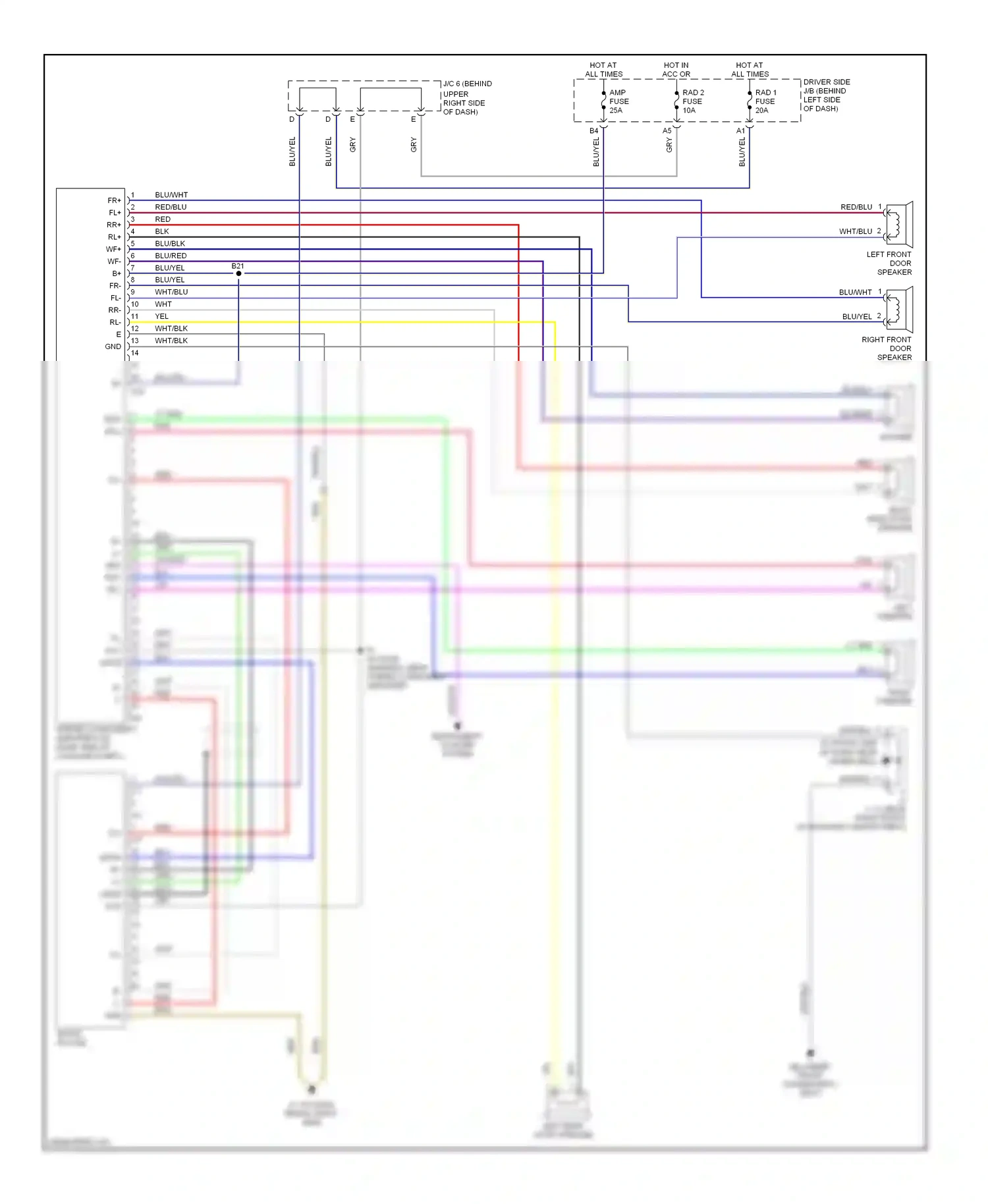 Wiring diagram radio, player for Lexus ES XV30 facelift (2003-2006) (4 of 4)