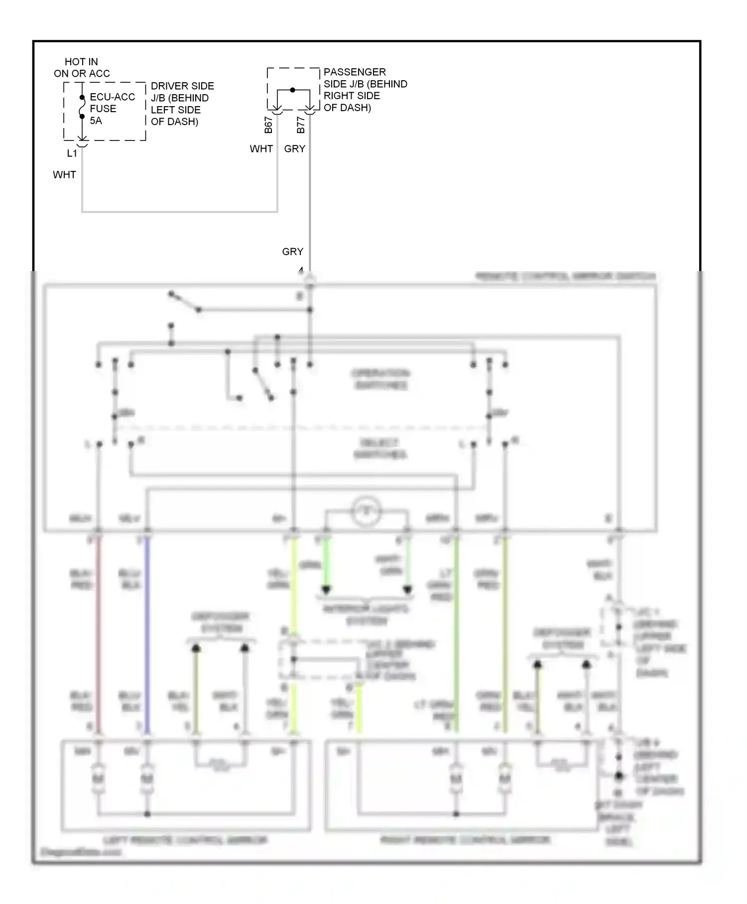 Lexus ES XV30 facelift (2003-2006) right remote control mirror wiring diagram  (3 of 3)