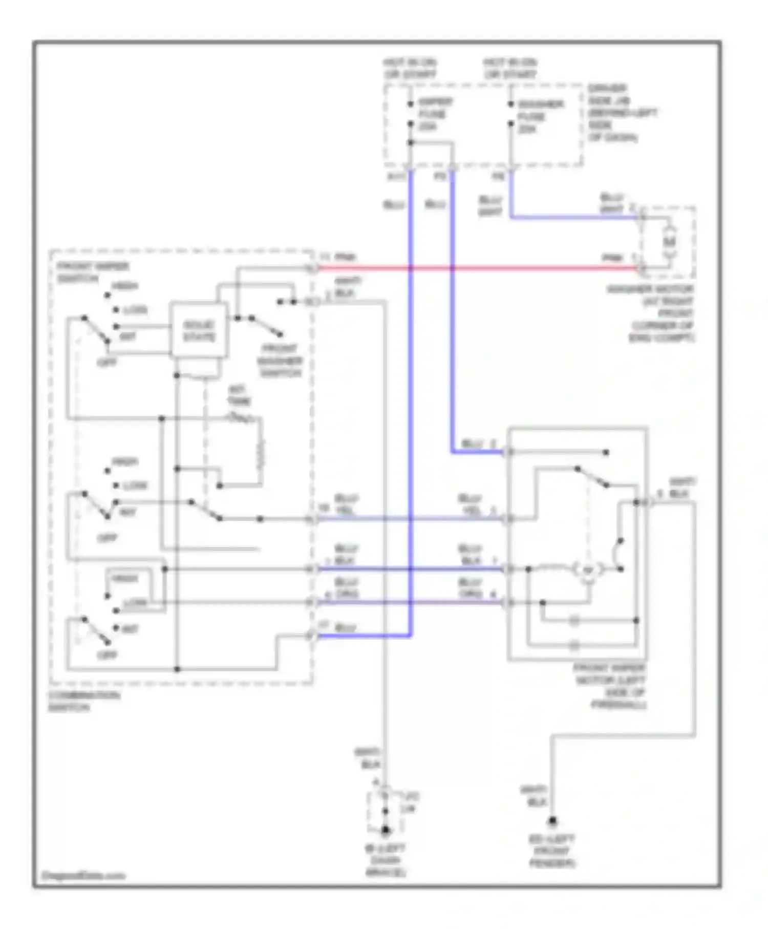 ES Lexus XV30 (2001-2003): Wiper/washer circuit, without auto wiper system