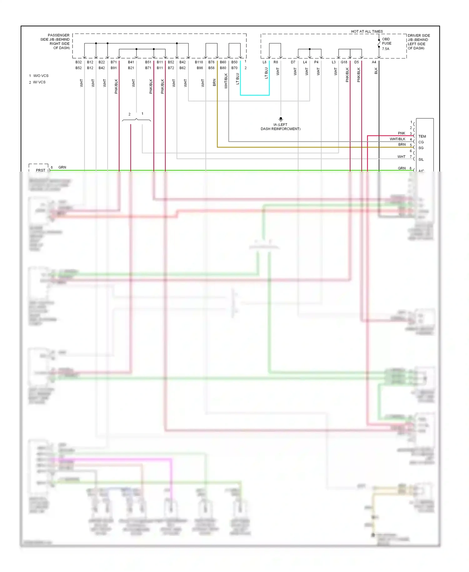 Wiring diagram airbag sensor assembly for Lexus ES XV30 (2001-2003) (1 of 2)