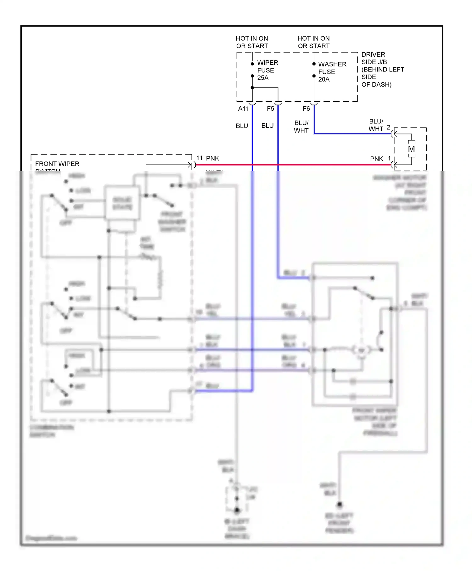Wiring diagram front wiper switch for Lexus ES XV30 (2001-2003) (1 of 1)