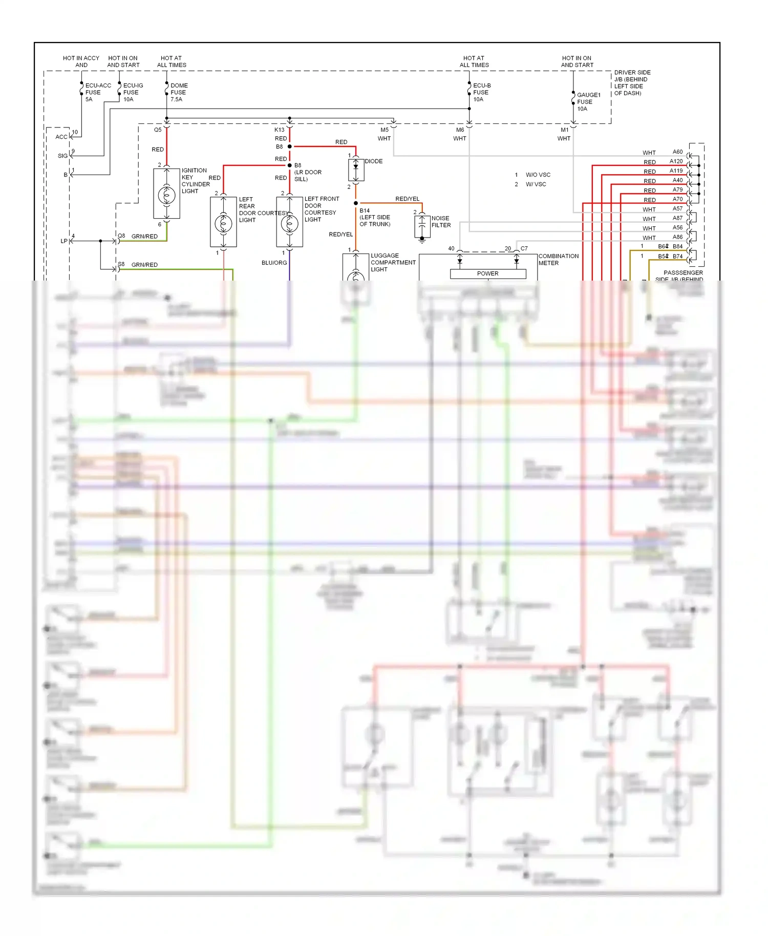 Wiring diagram interior light) for Lexus ES XV30 (2001-2003) (1 of 2)