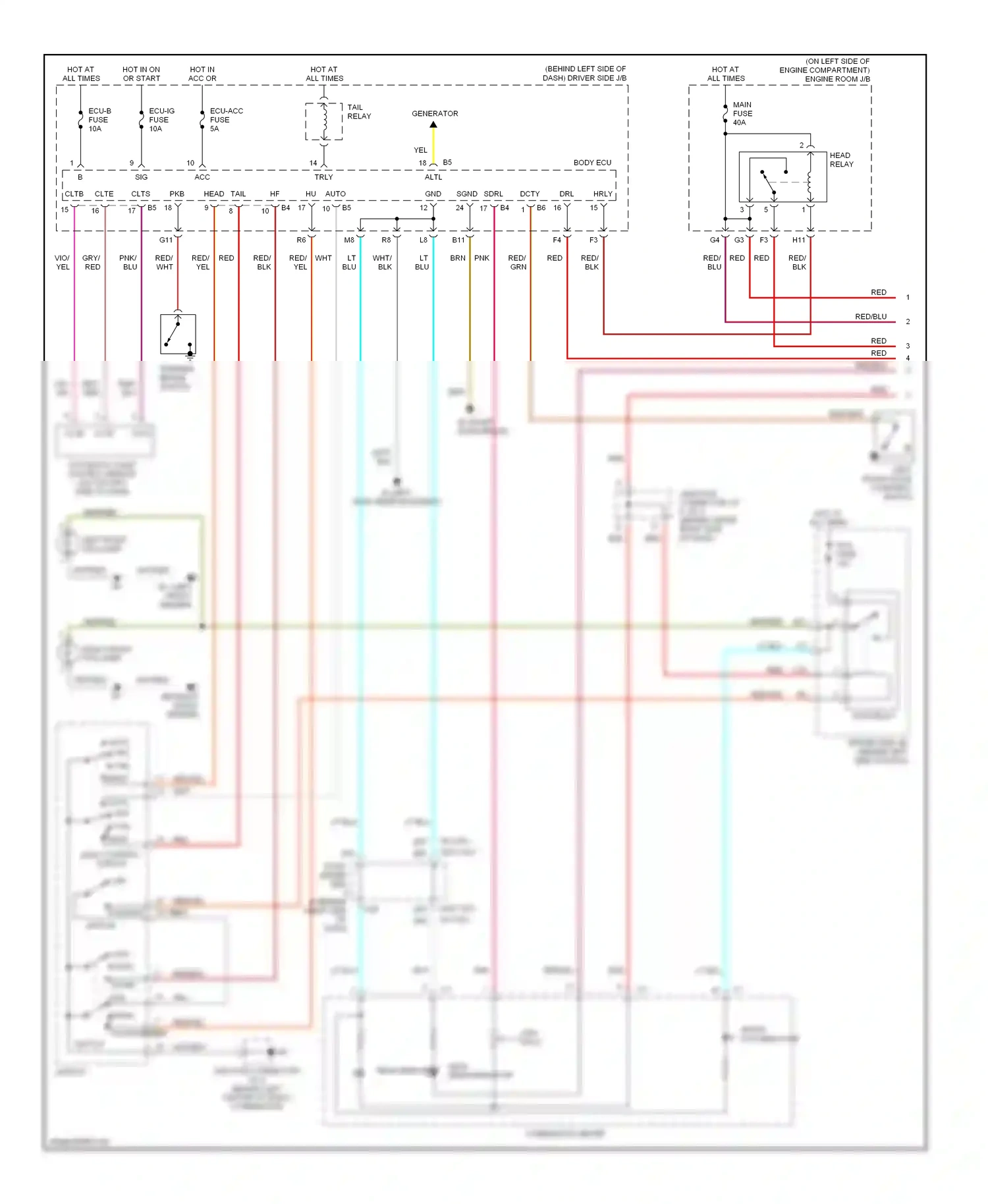Wiring diagram left front fog light for Lexus ES XV30 (2001-2003) (1 of 2)