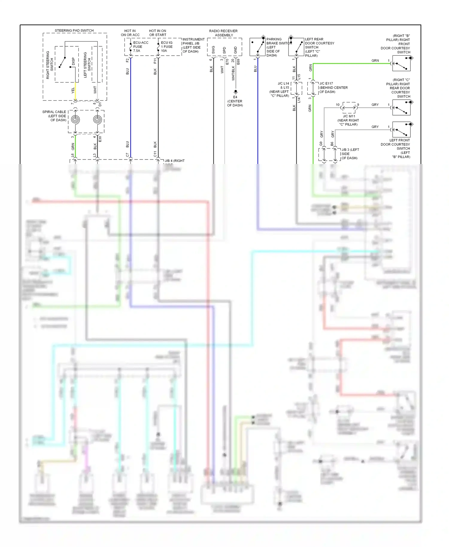Lexus ES XV40 facelift (2009-2012) clock assembly (w/ navigation) wiring diagram  (1 of 1)