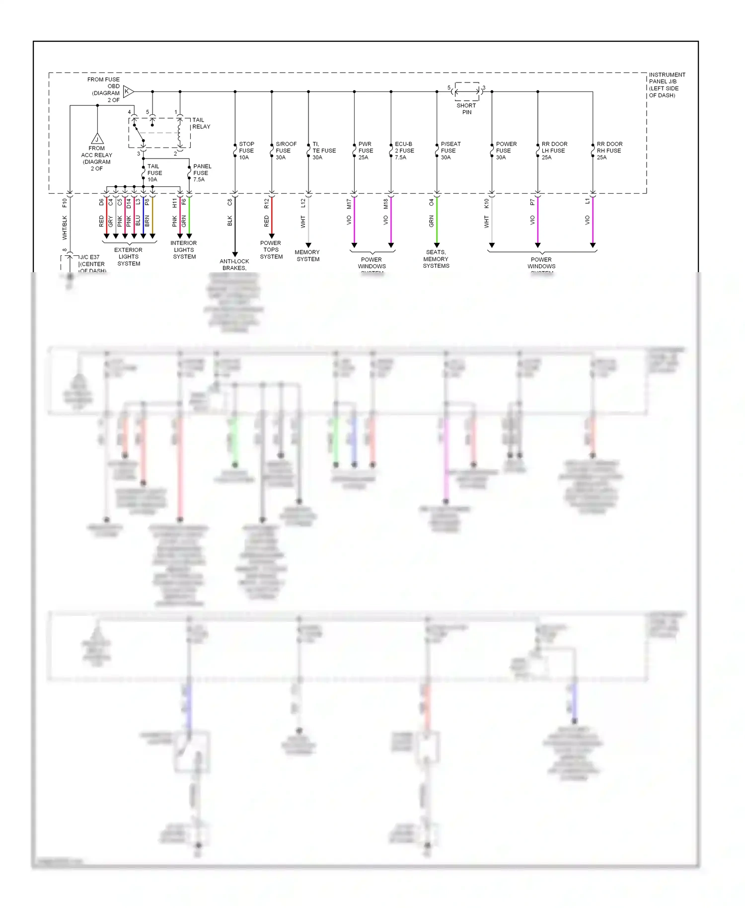 Wiring diagram instrument panel j/b (left side for Lexus ES XV40 facelift (2009-2012) (2 of 3)