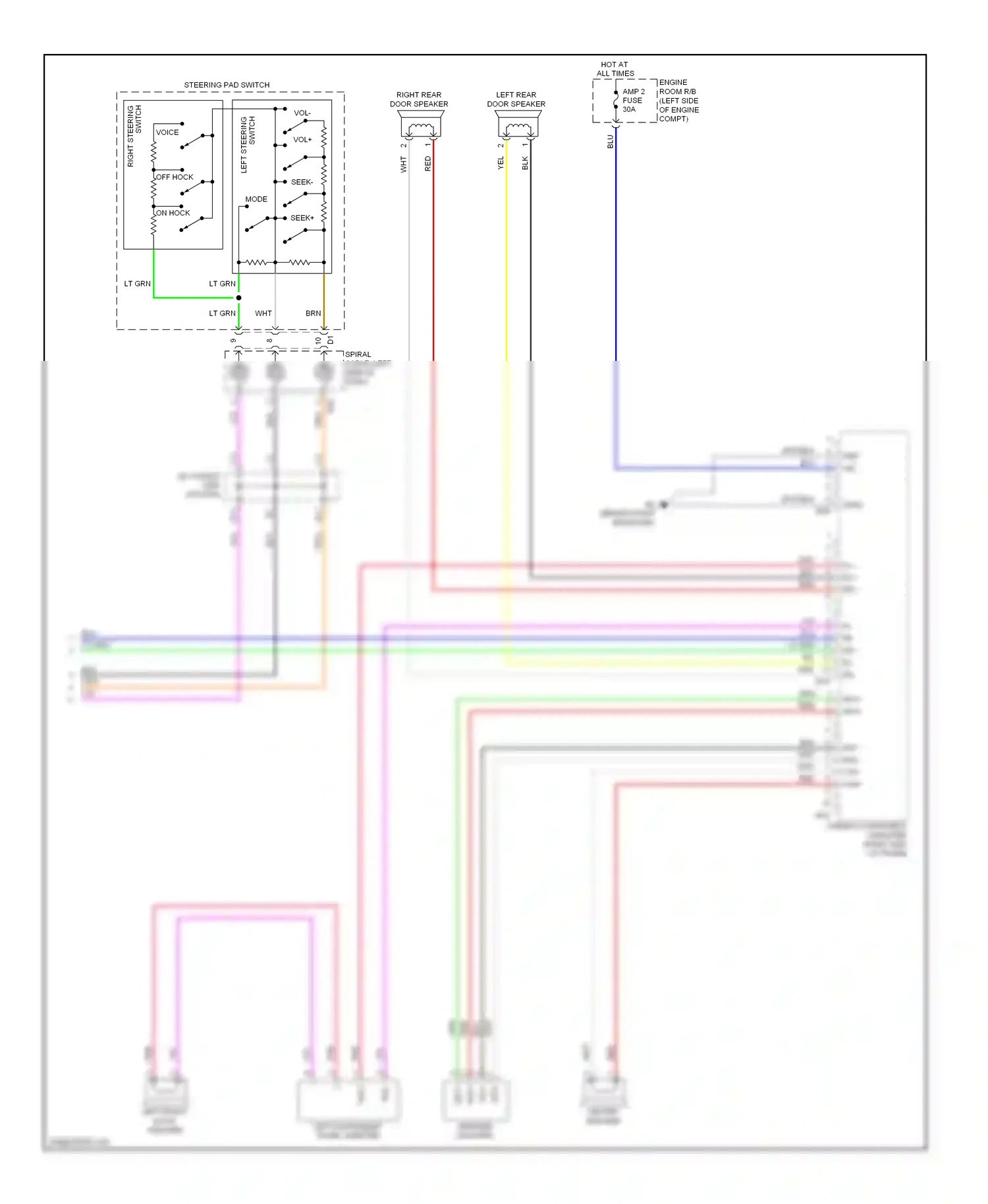 Wiring diagram left front door speaker for Lexus ES XV40 facelift (2009-2012) (3 of 3)