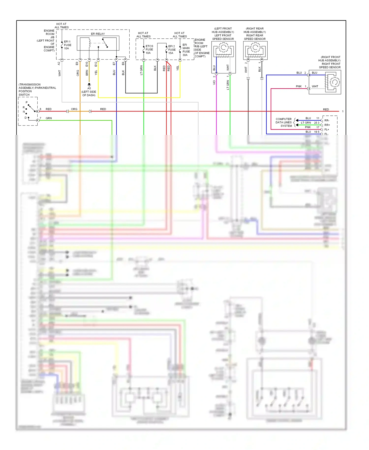 Lexus ES XV40 facelift (2009-2012) (left front hub assembly) left front speed sensor wiring diagram  (2 of 2)