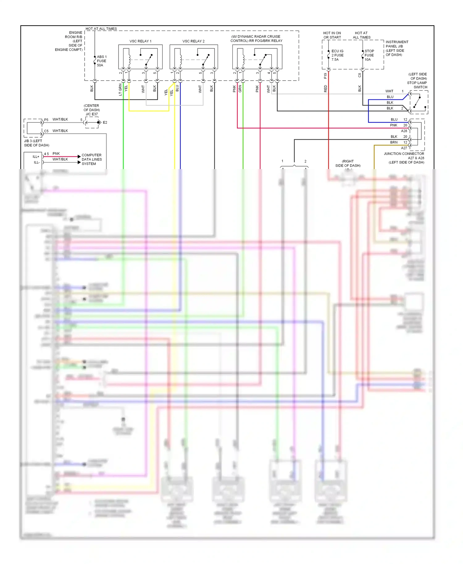 Lexus ES XV40 facelift (2009-2012) left front speed sensor (left front hub assembly) wiring diagram  (1 of 1)