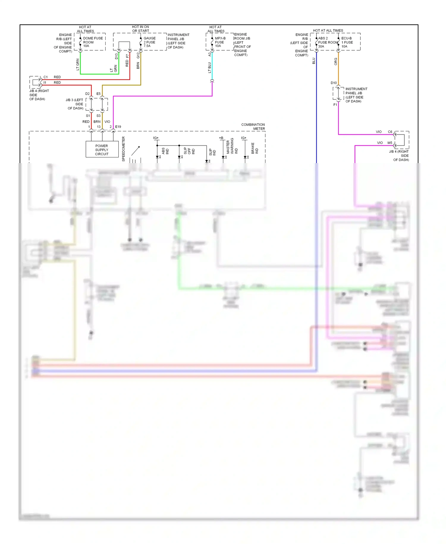Lexus ES XV40 facelift (2009-2012) speedometer wiring diagram  (1 of 1)