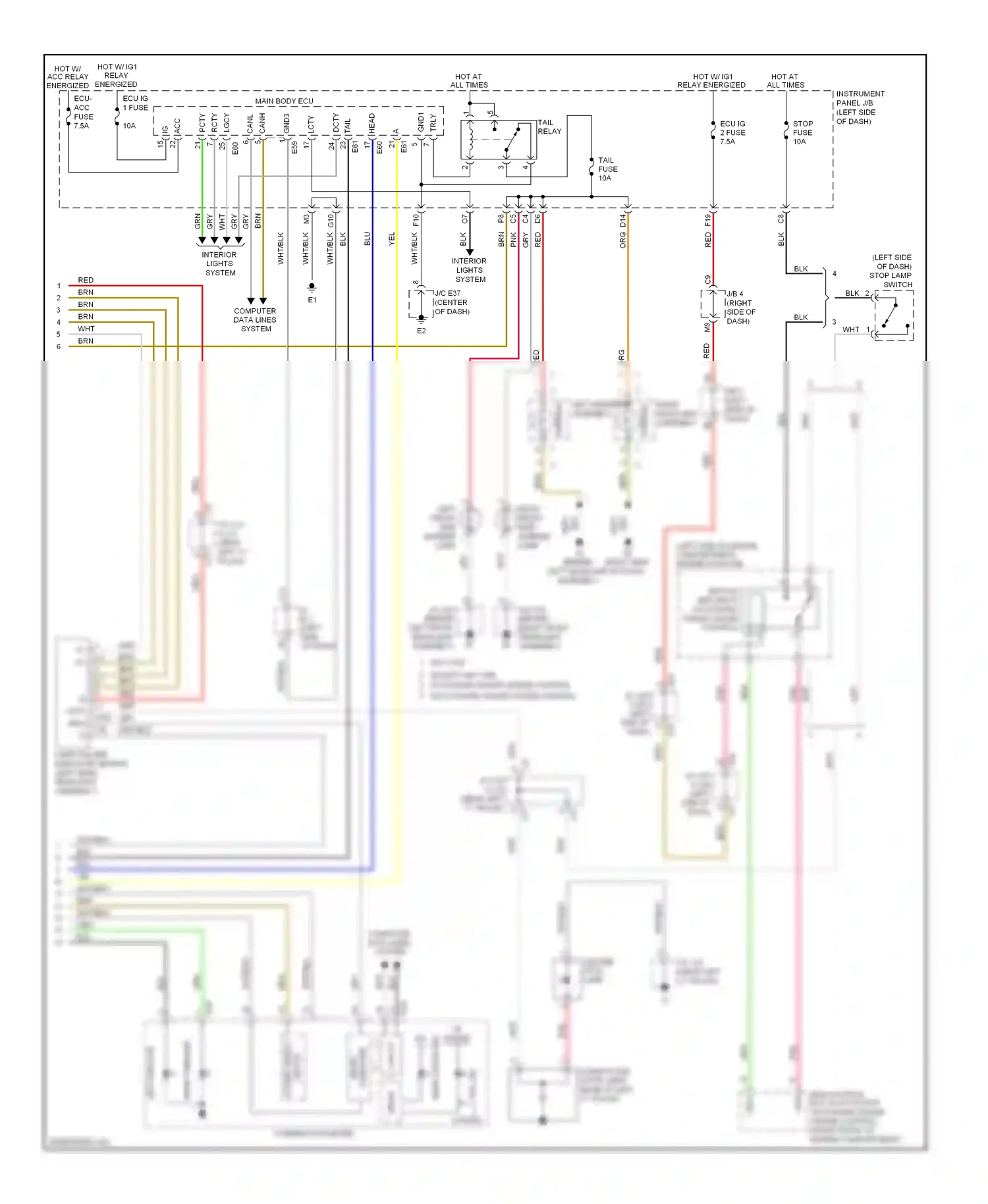 Lexus ES XV40 facelift (2009-2012) tail wiring diagram  (3 of 6)