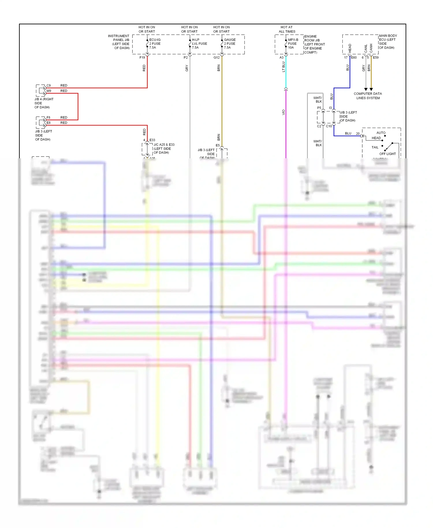 Lexus ES XV40 facelift (2009-2012) tail wiring diagram  (1 of 6)