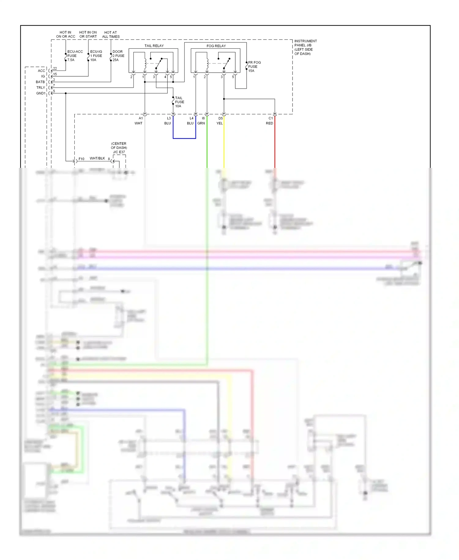 Lexus ES XV40 facelift (2009-2012) tail wiring diagram  (5 of 6)