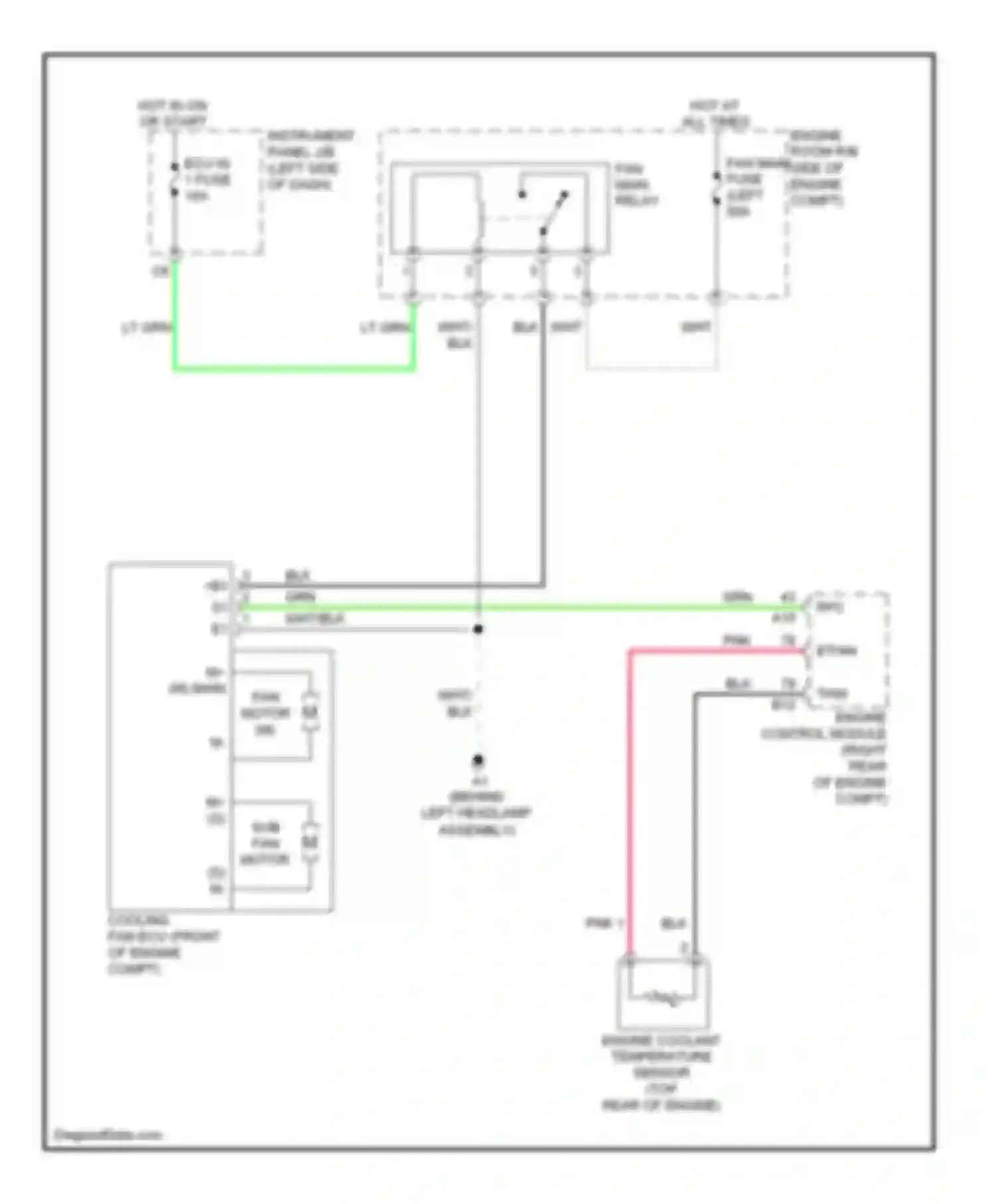 ES Lexus XV40 (2006-2009): Cooling fan circuit